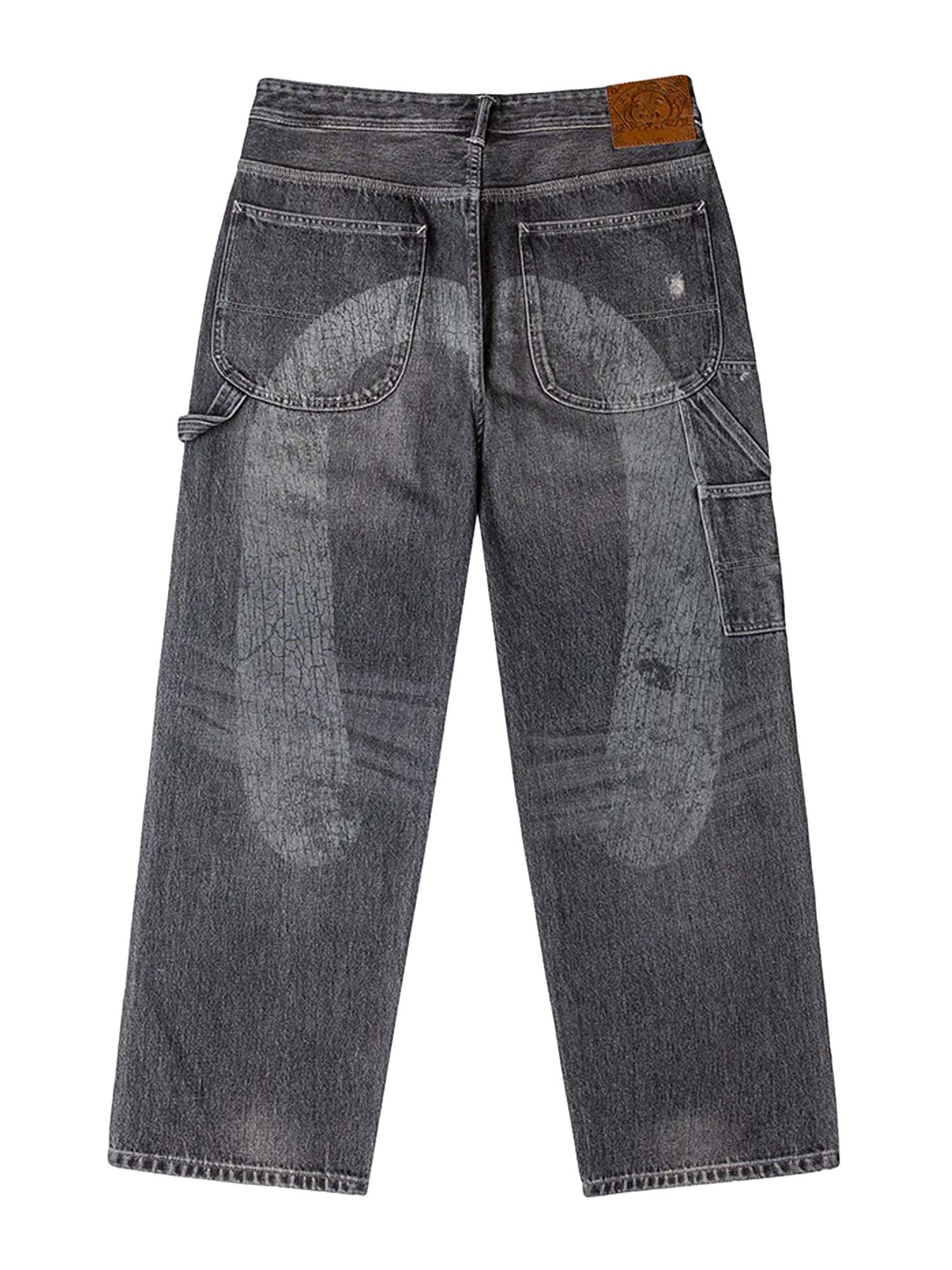 Jeans Washed and Distressed Daicock Print Relax Fit