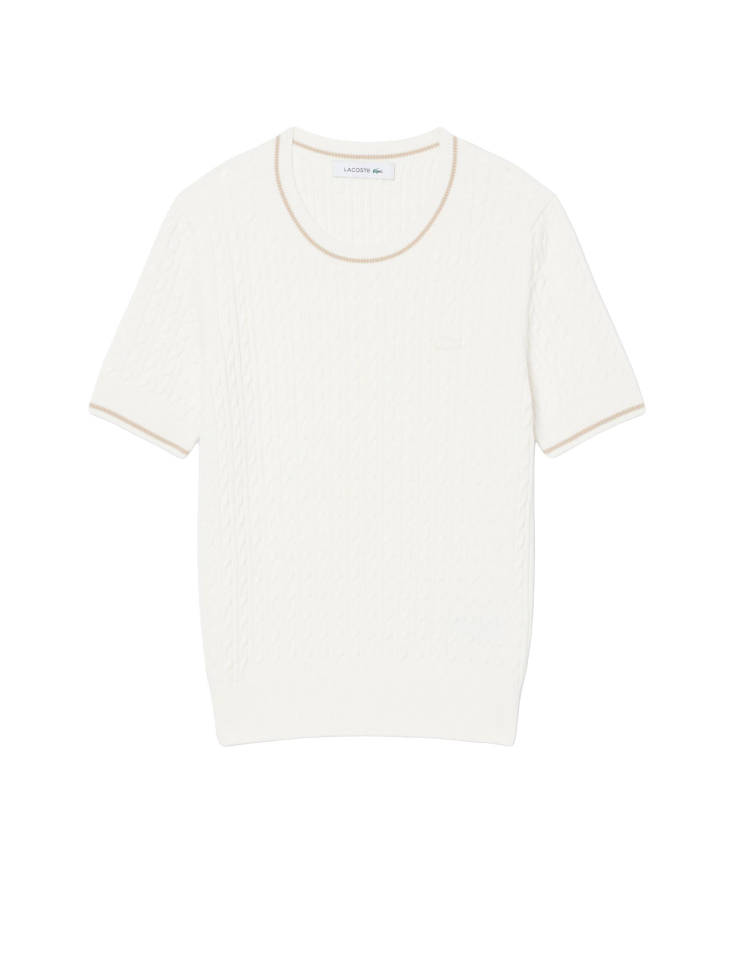 Maglione a maniche corte in maglia a trecce