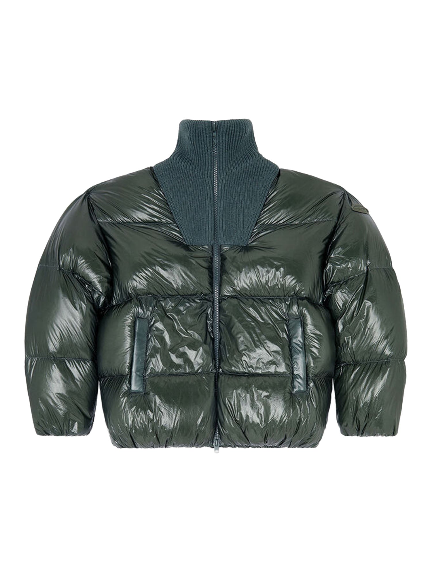 Ripstop-Daunenjacke mit geripptem Kragen