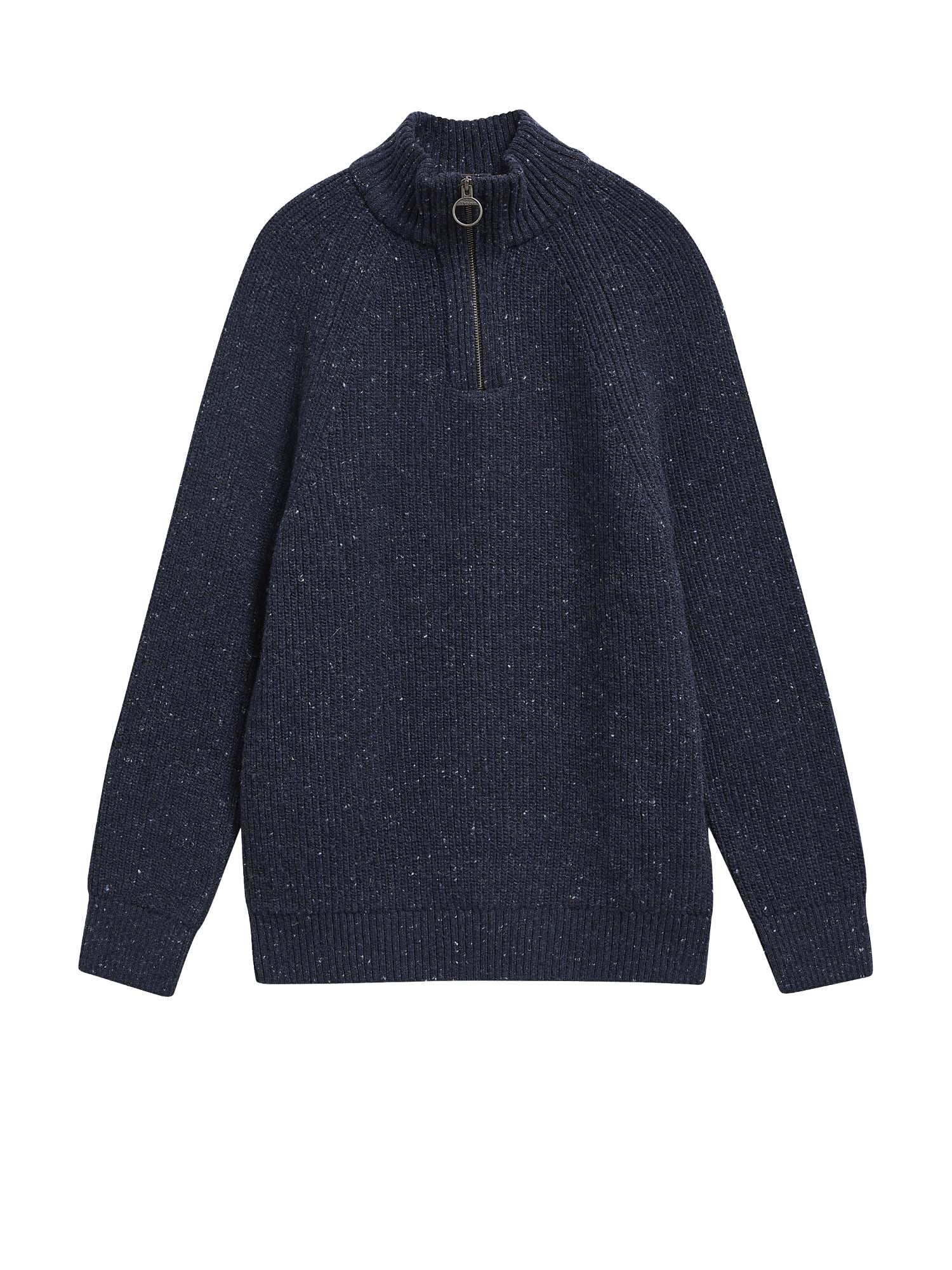 Maglione con zip corta Essentials in lana screziata