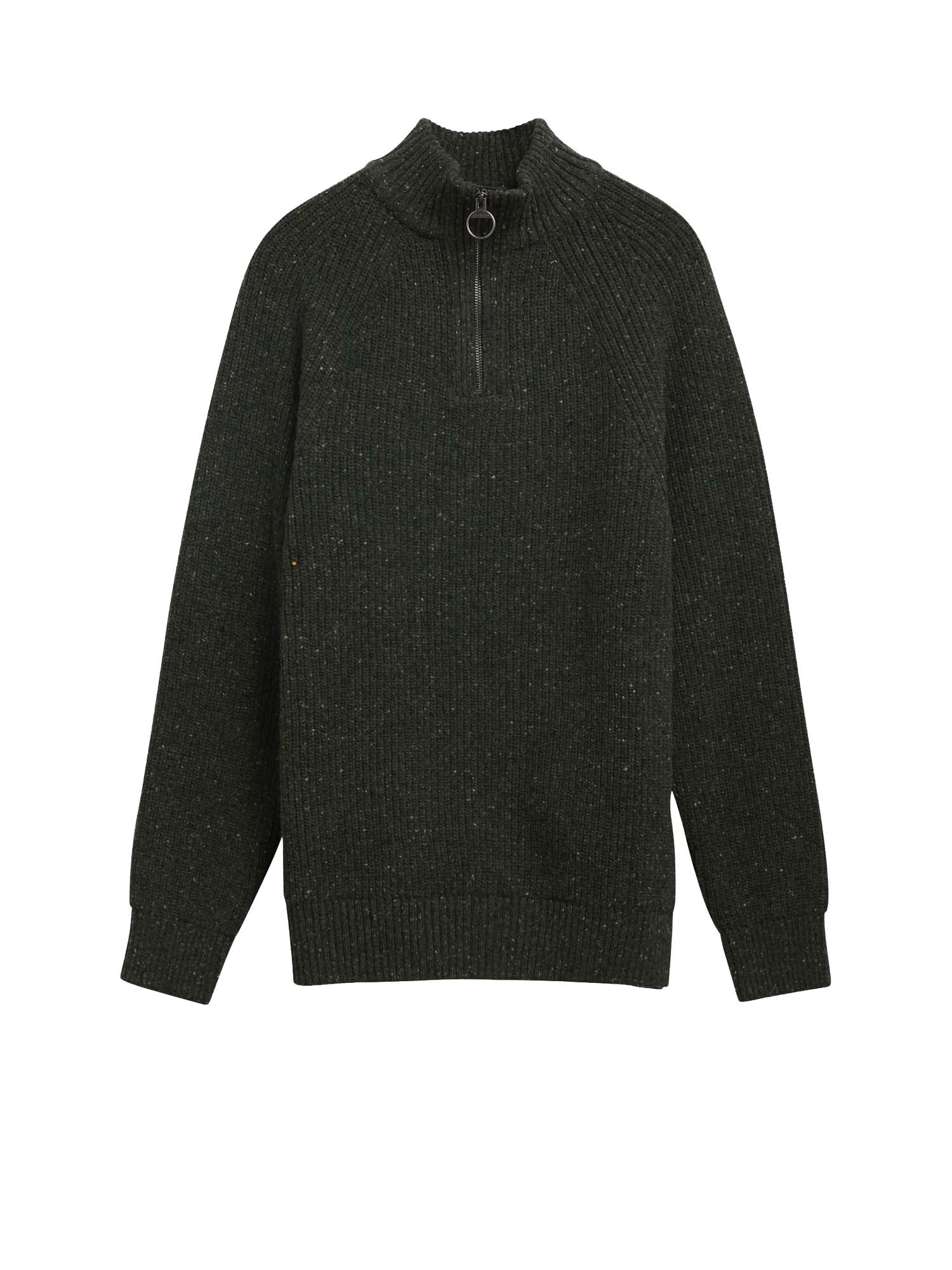 Maglione con zip corta Essentials in lana screziata