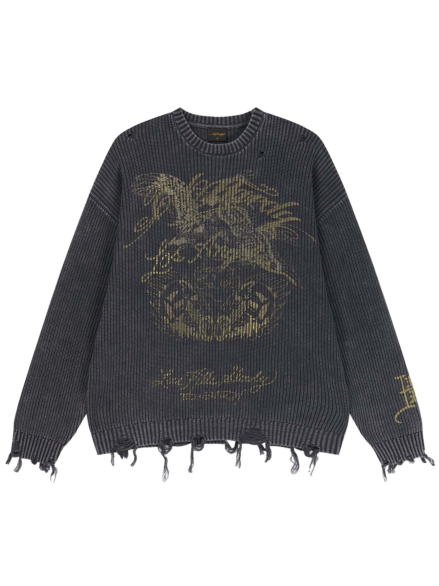 Maglione Distressed Los Angeles Knitted Relaxed Crew