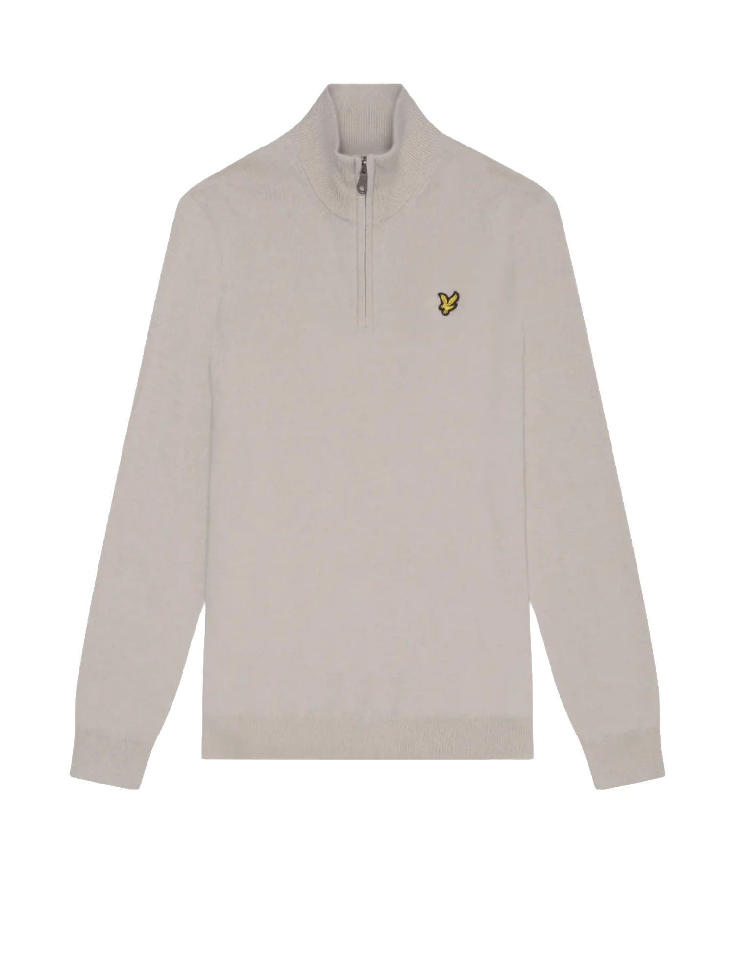 Maglione in cotone e lana merino con zip a 1/4