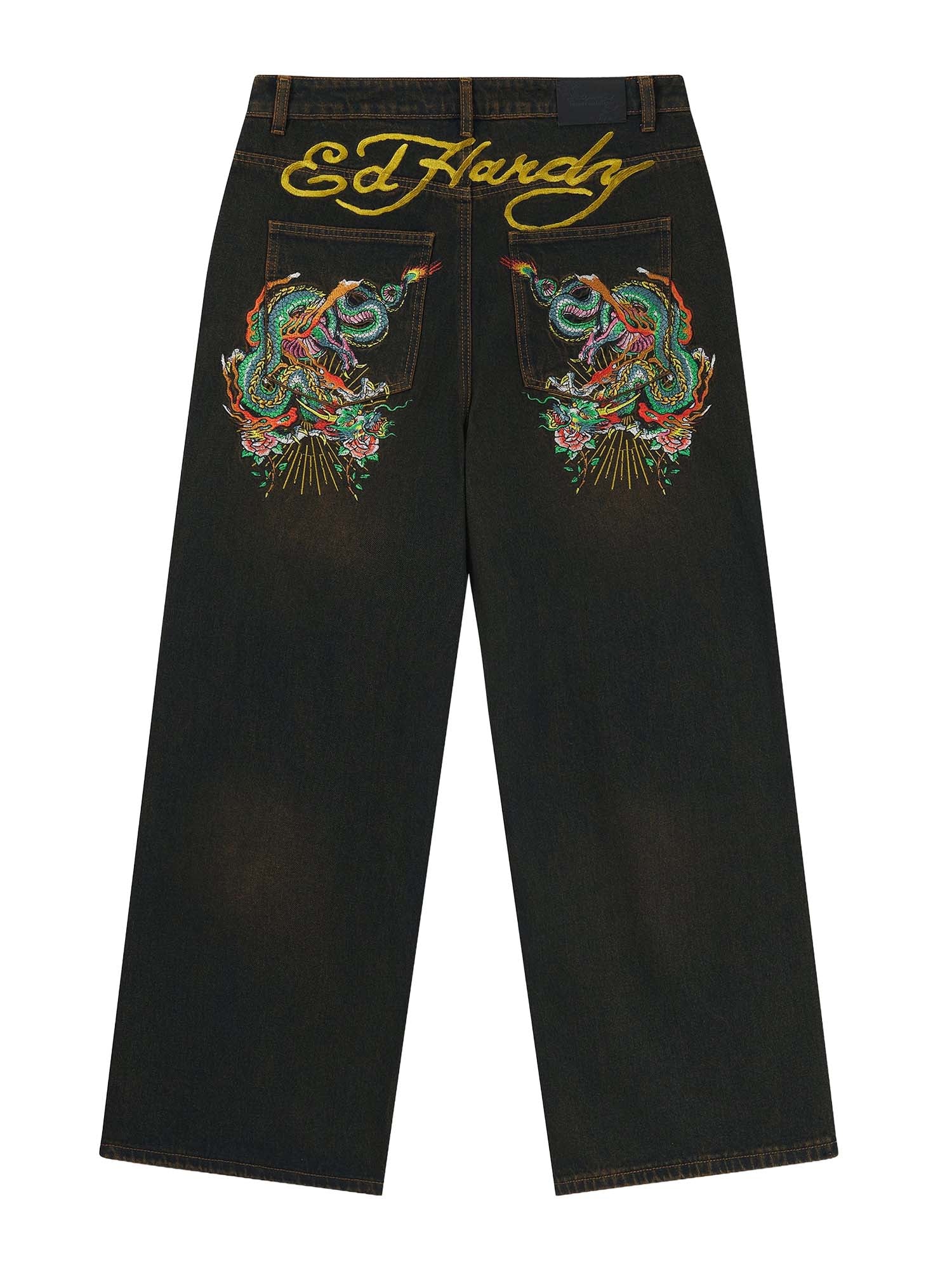 Mens Slithering Dragon Embroidered Xxtra Jeans