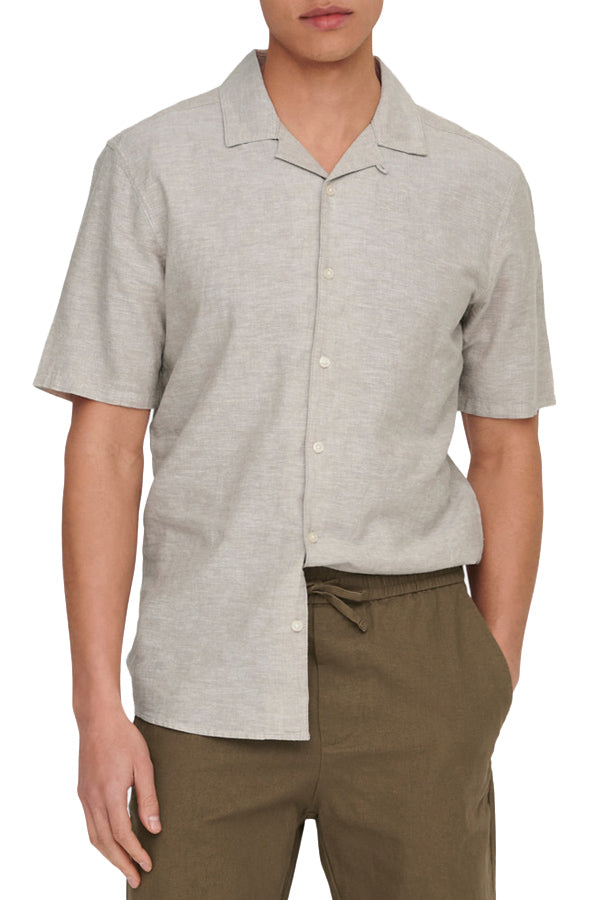 Onscaiden Ss Solid Resort Linen Shirt