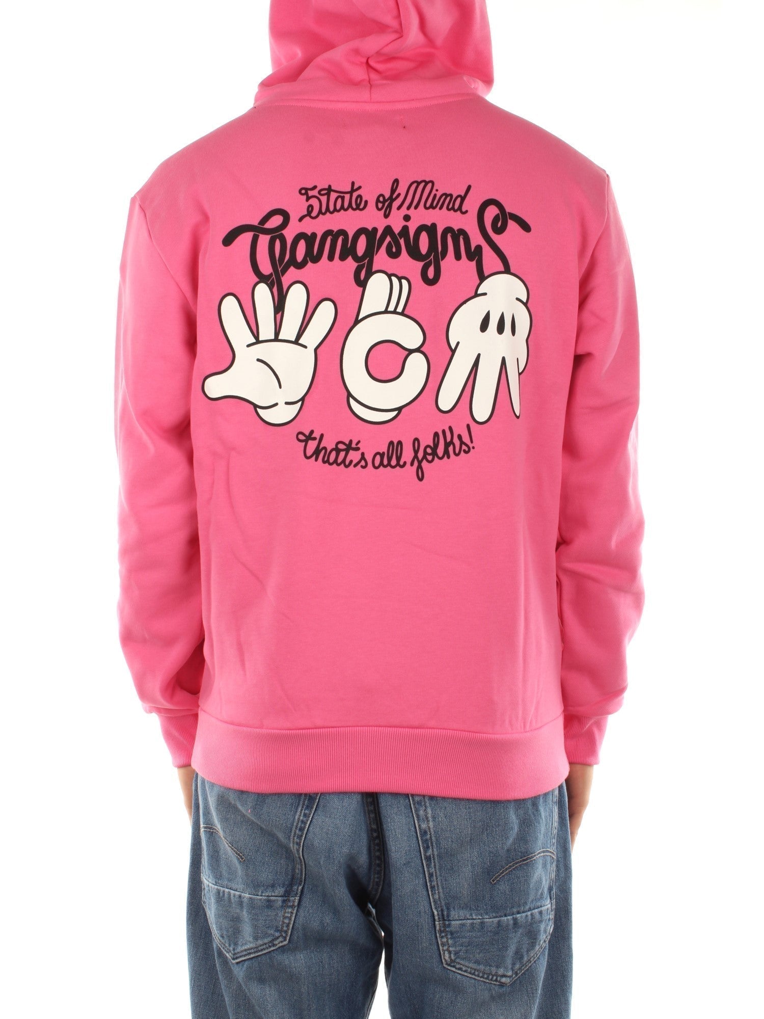 5tate Of Mind Felpa Con Cappuccio Gang Sign Hoodie Rosa