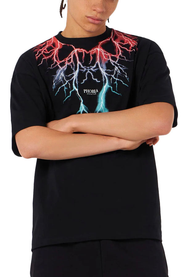 T-Shirt With Bicolor Lightning Print