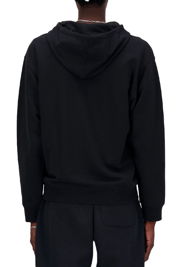 New Balance Felpa Stacked Logo Full Zip Nero