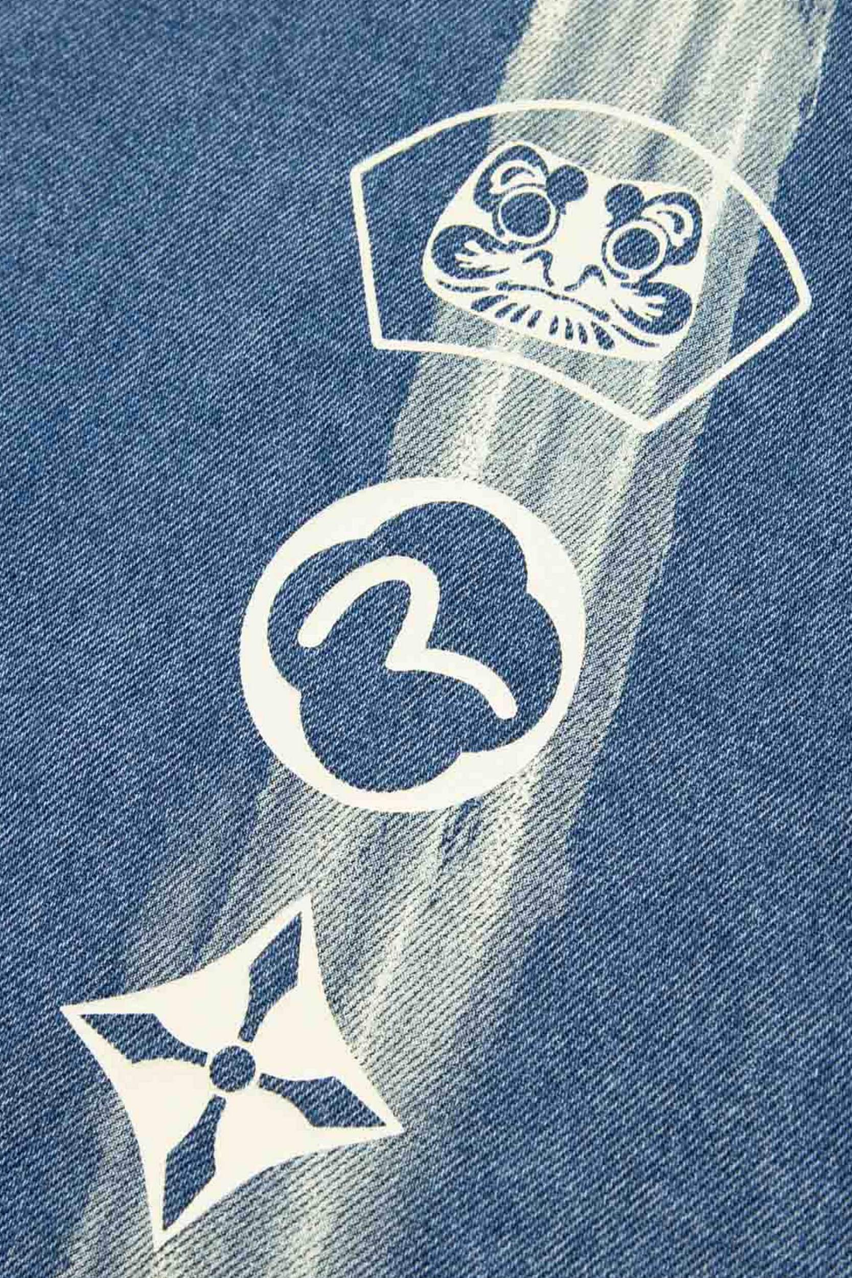 Evisu Ht, Brush Daicock Printed Denim Ls Shirt Blu