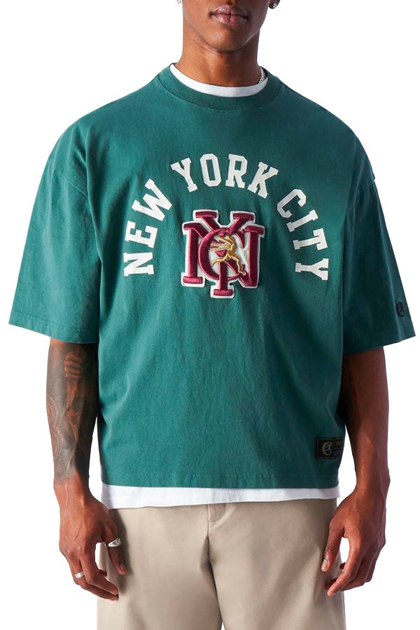 T-shirt à tissage inversé avec imprimé New York