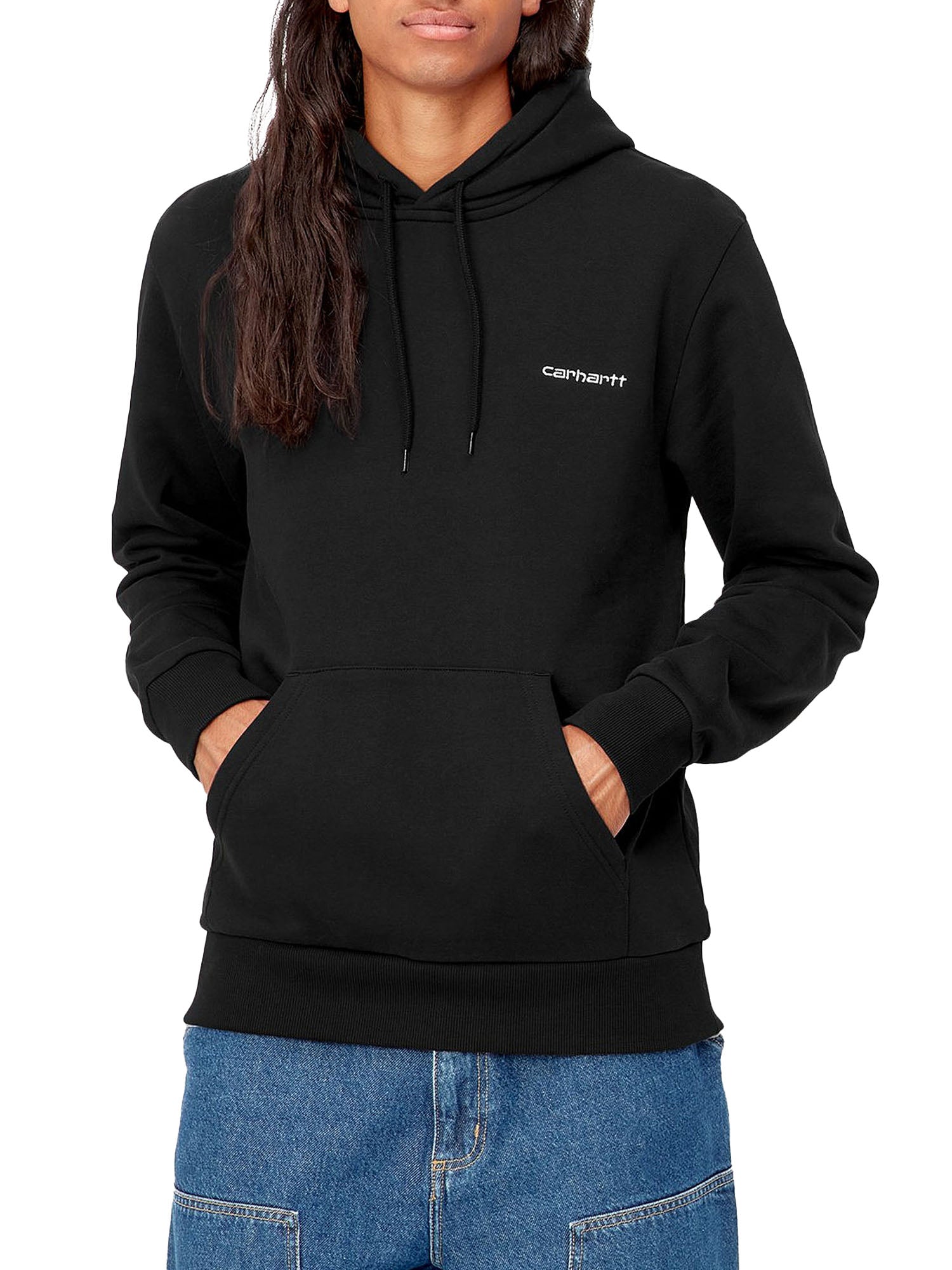 Carhartt Wip Hooded Script Embroidery Sweat Nero