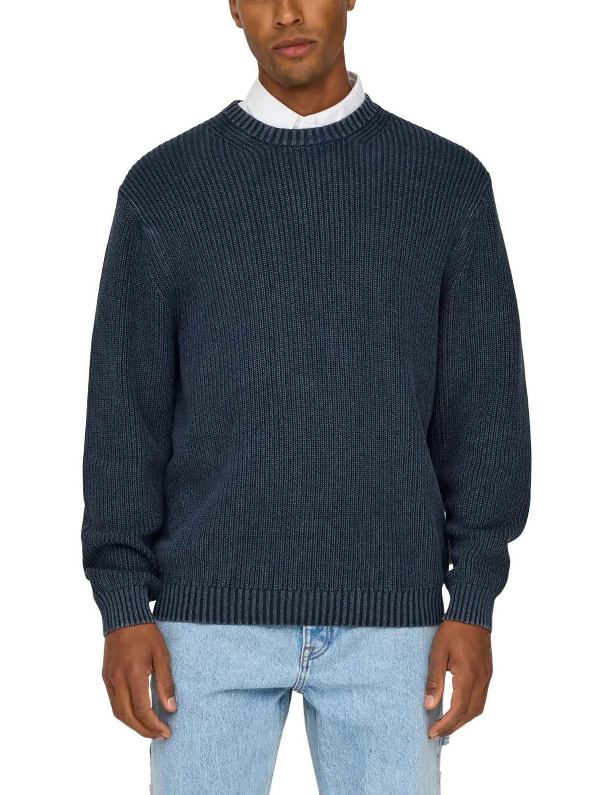Only & Sons Onsrosu Reg 7 Wash Crew Knit WW Blu