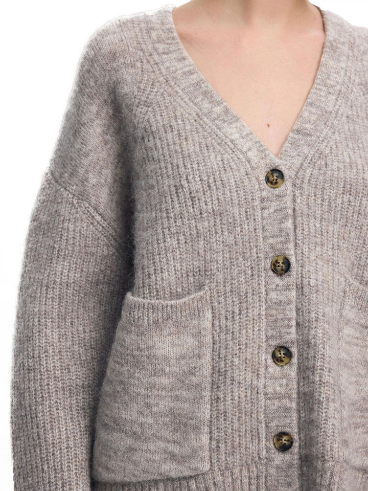 Selected Slfalva Ls Knit Cardigan Grigio