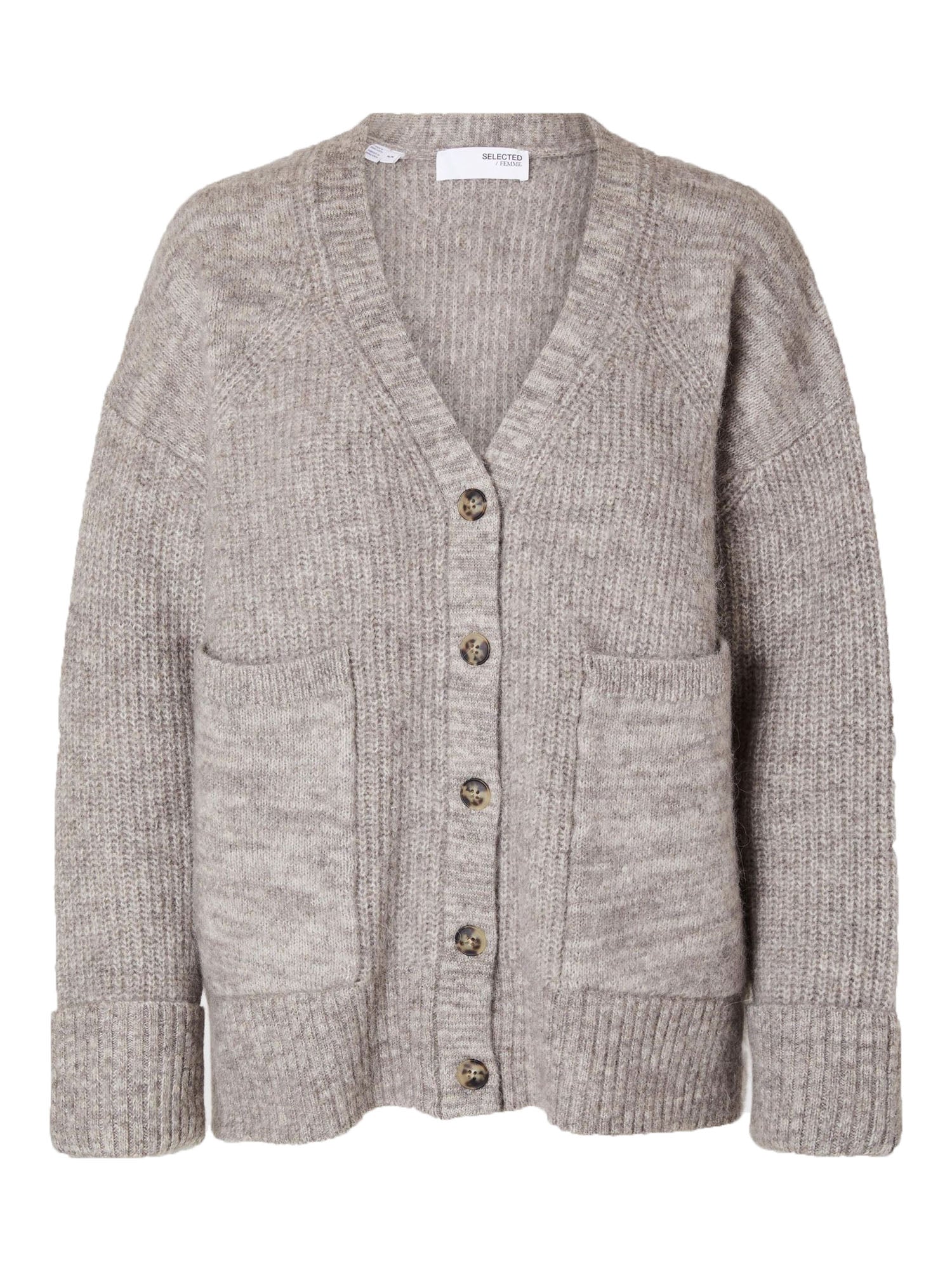 Selected Slfalva Ls Knit Cardigan Grigio