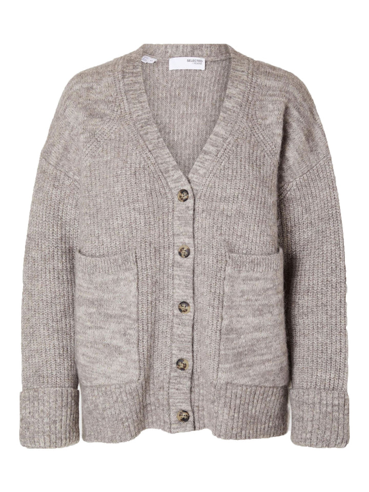 Selected Slfalva Ls Knit Cardigan Grigio