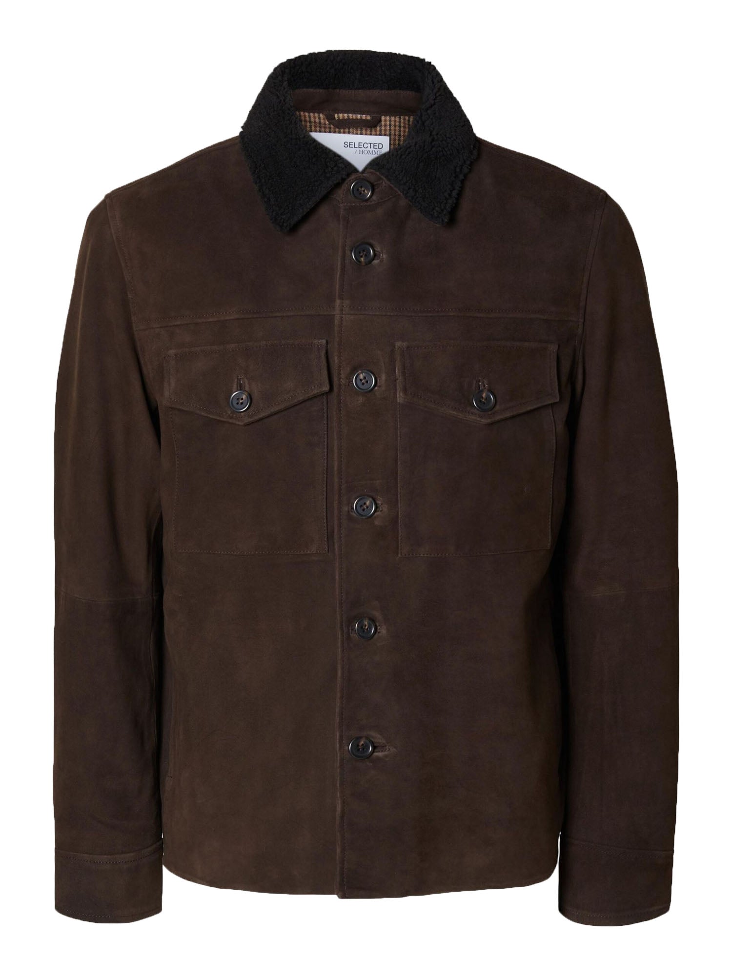 Selected Slhross Suede Overshirt Marrone