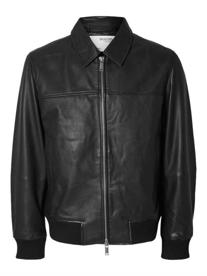 Selected Slhdeon Leather Jacket Nero