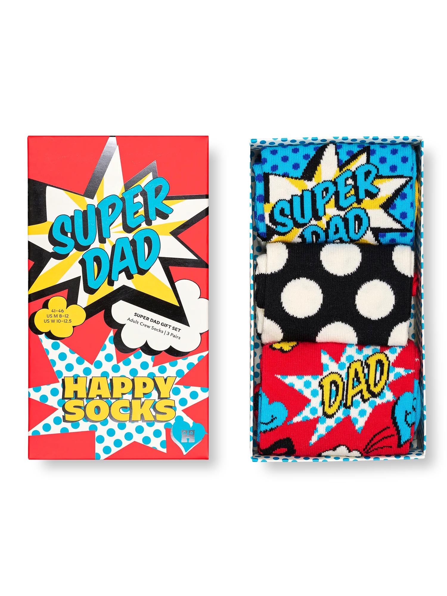 Happy Socks Confezione regalo da 3 paia di calzini Super Dad Nero