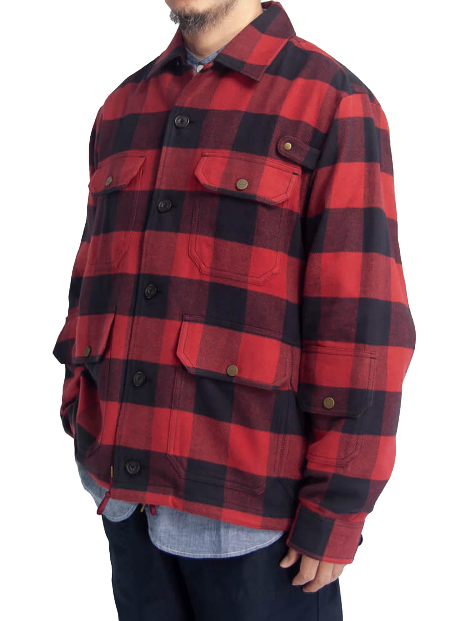 Woolrich Giacca da pesca Coach Buffalo Check da uomo Rosso