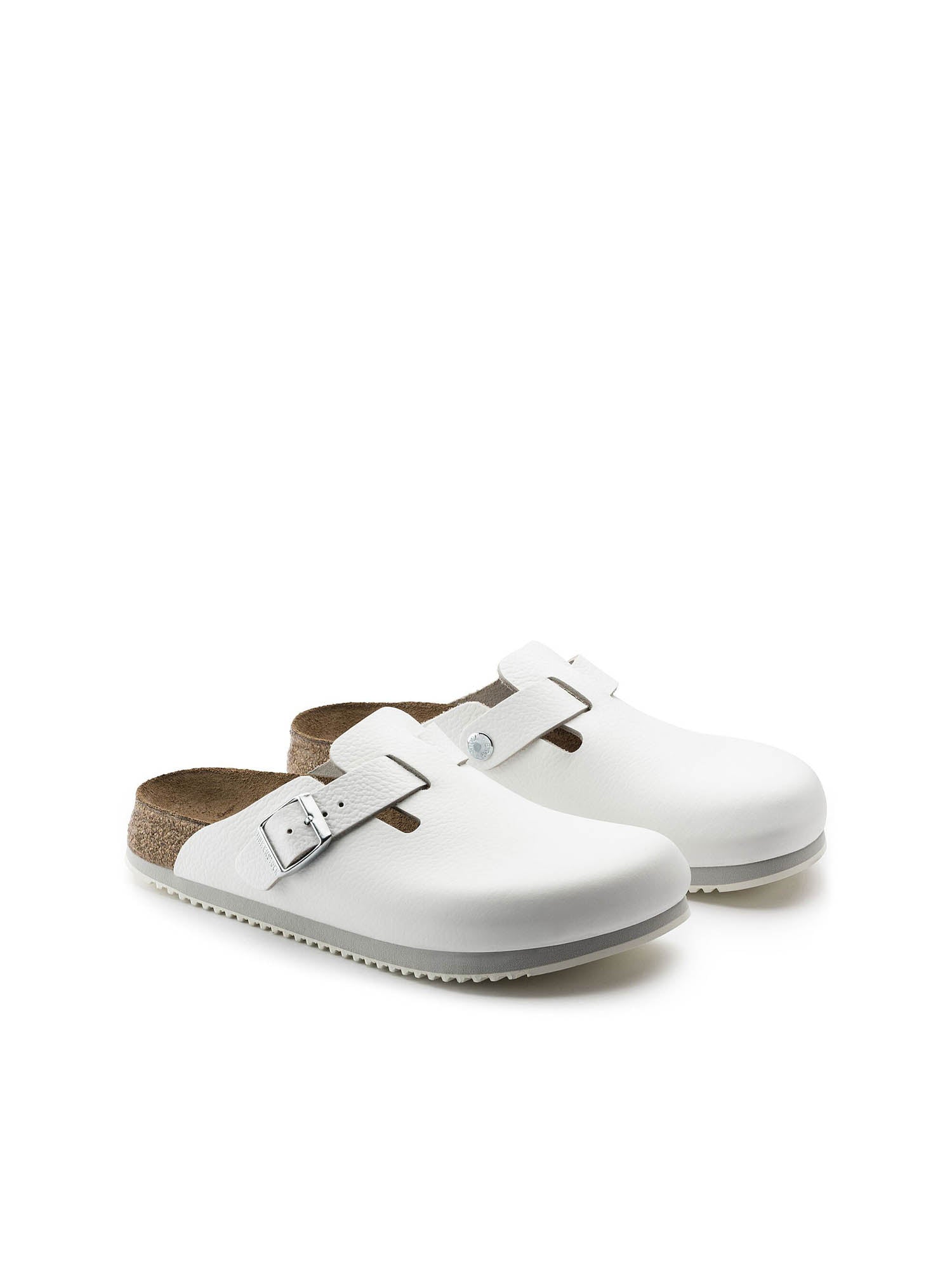 Birkenstock Boston Super grip (Pelle Naturale) Bianco
