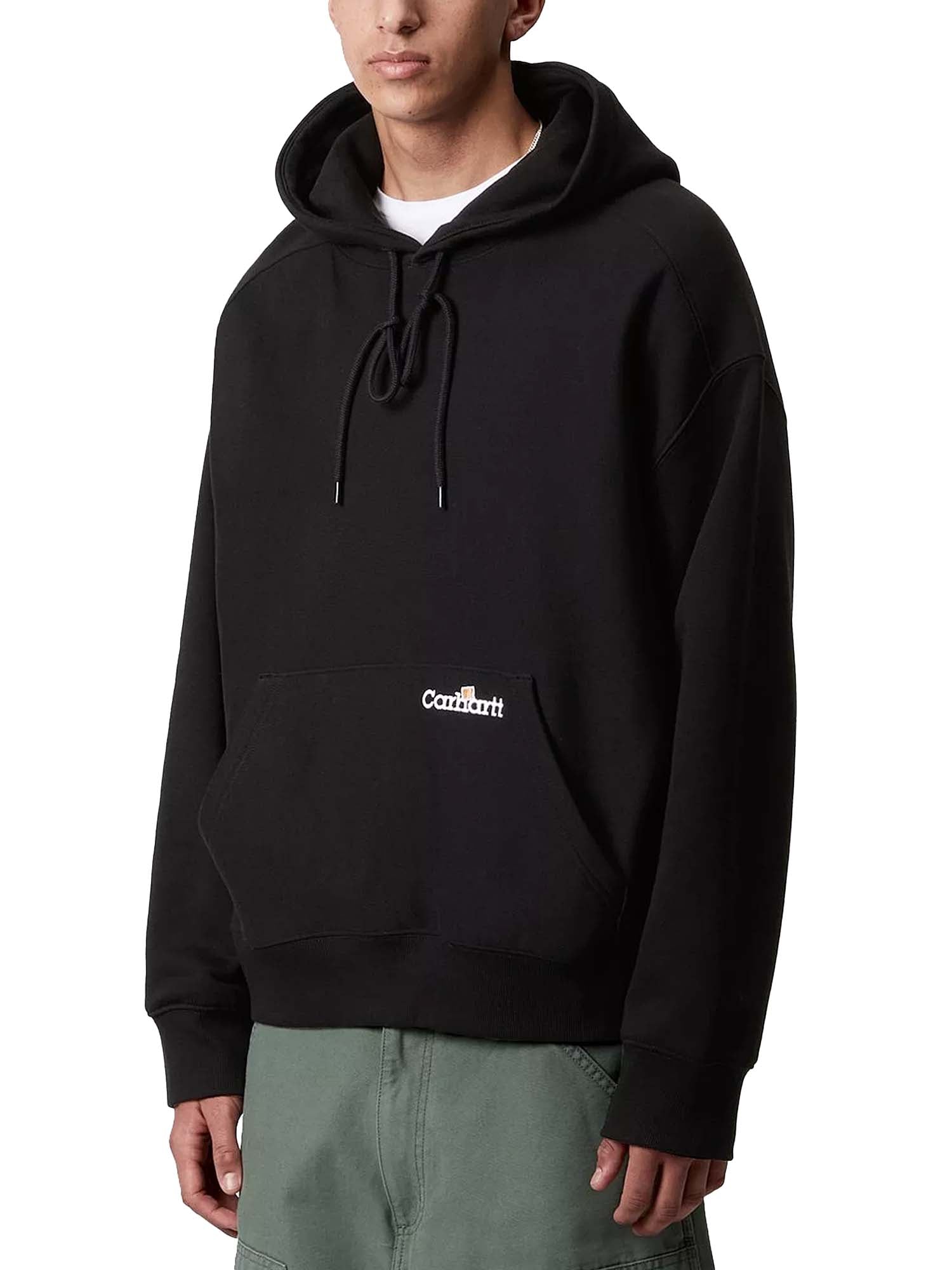 Carhartt Wip Hooded Label Script Sweat Nero