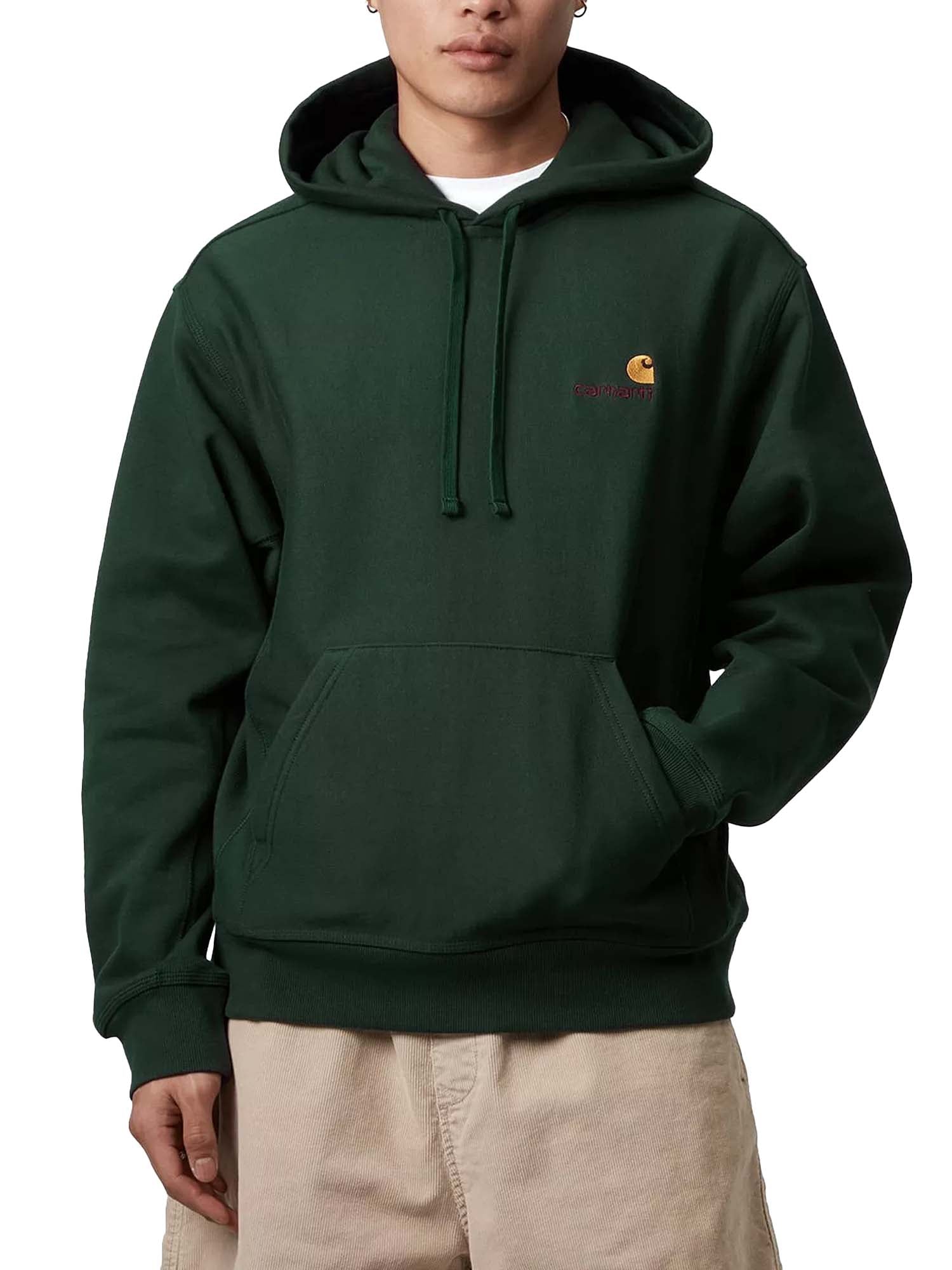 Carhartt Wip Hooded American Script Sweatshirt Verde