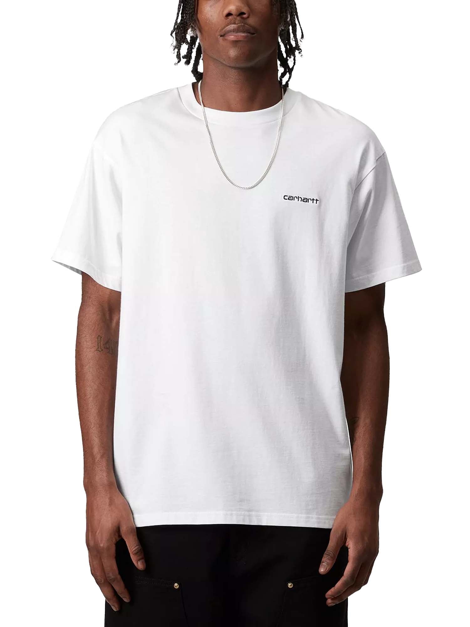 Carhartt Wip S/S Script Embroidery T-Shirt Bianco
