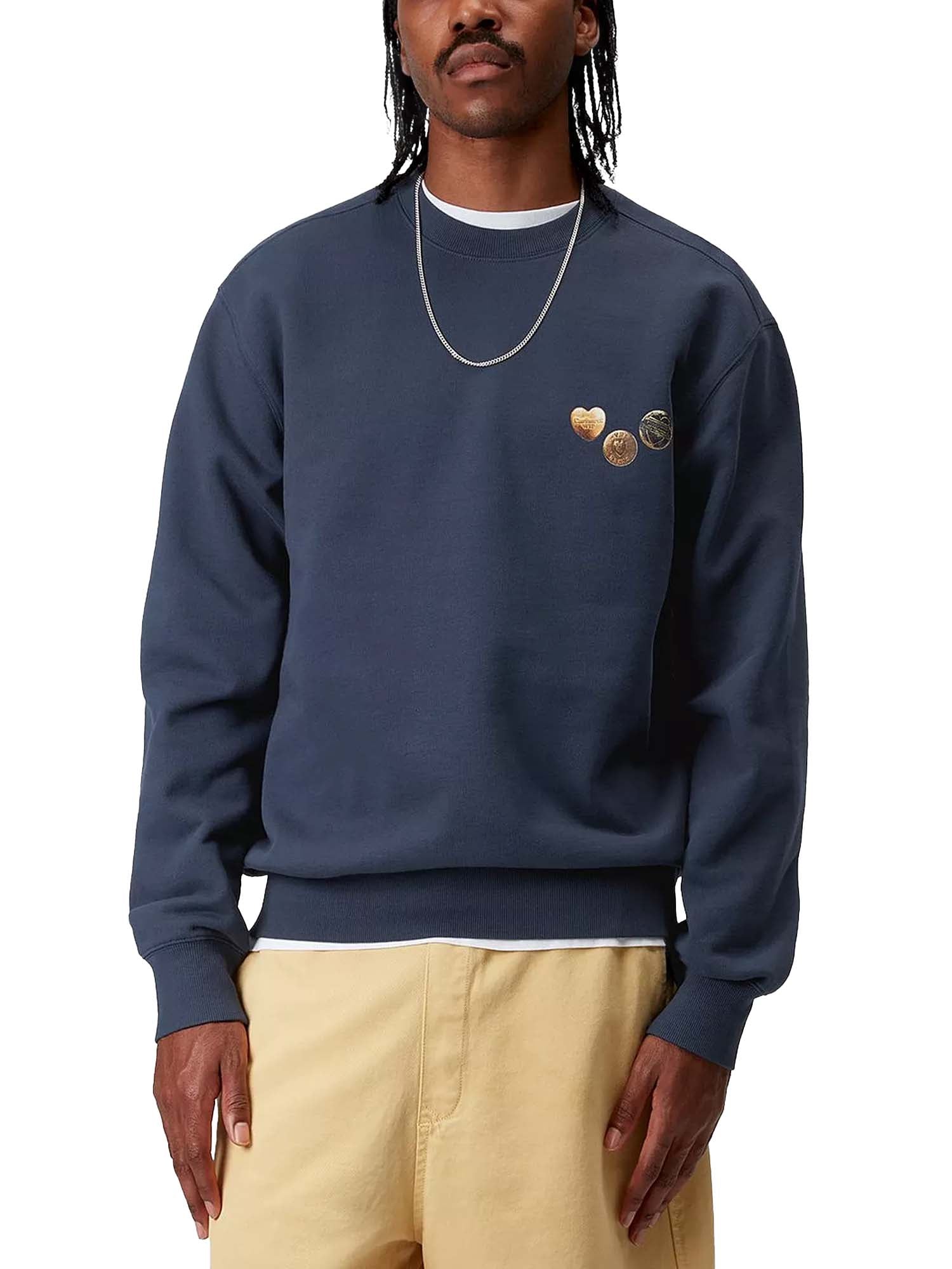 Carhartt Wip Button Sweatshirt Blu