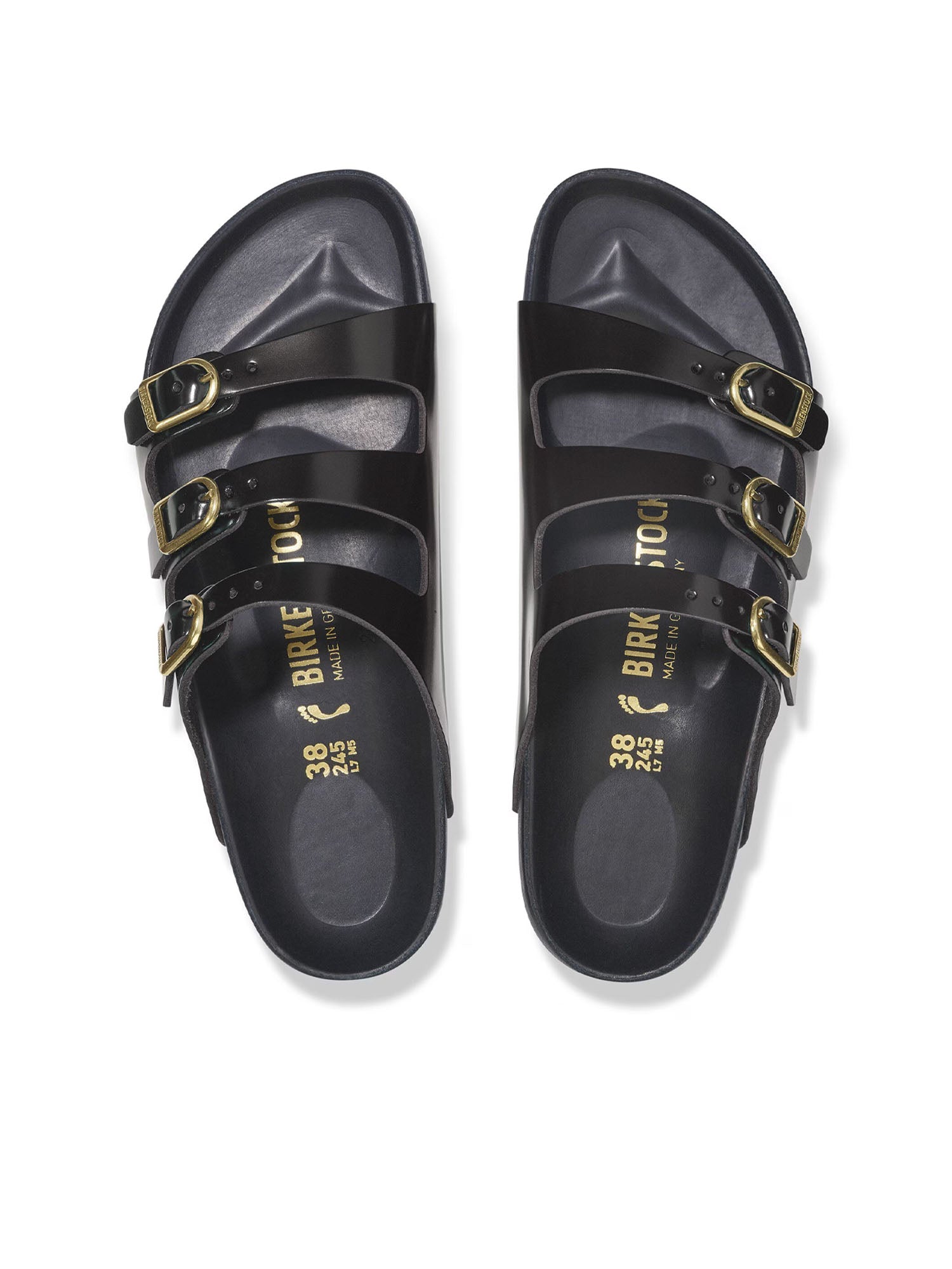 Birkenstock Florida Dbuckle Exquisite (Pelle Naturale Vernice) Nero