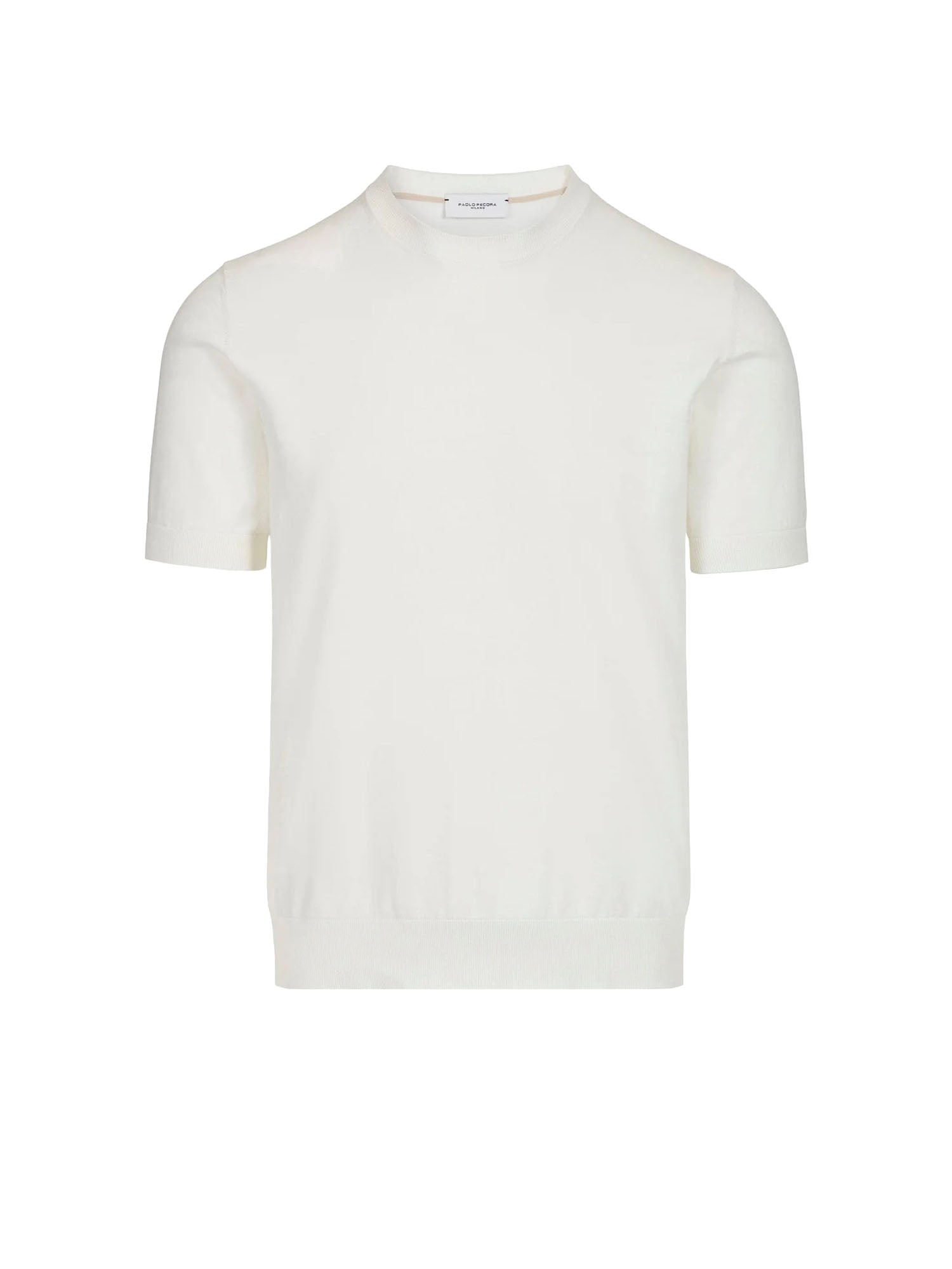 Paolo Pecora Maglia Girocollo a Maniche Corte Bianco