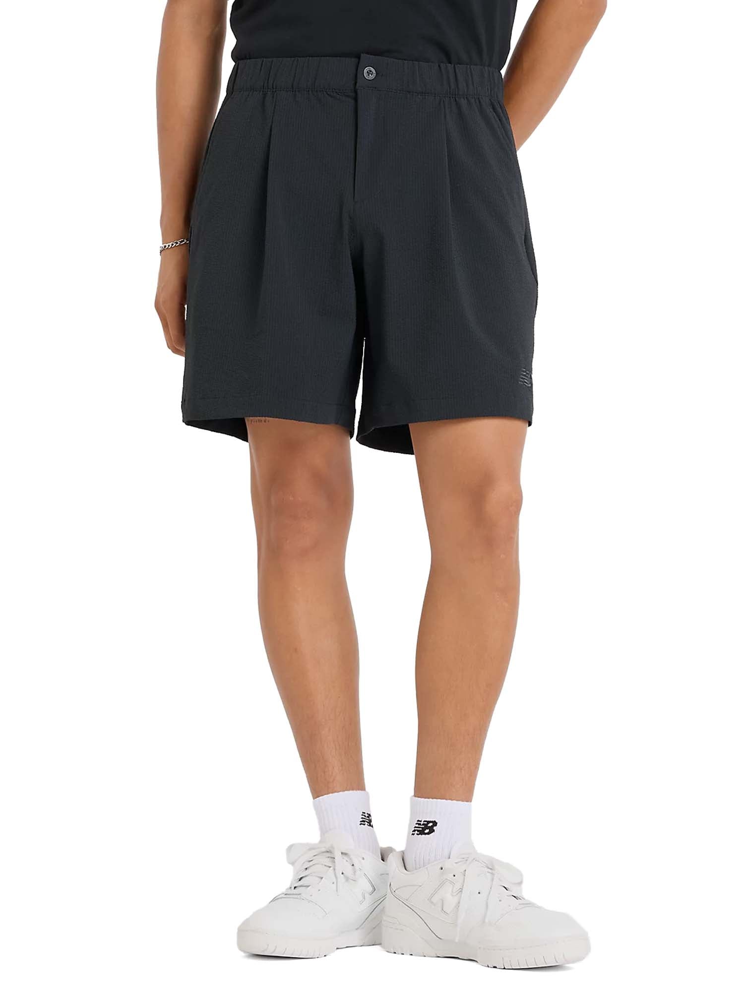 "New Balance Short 7" Seersucker Nero"