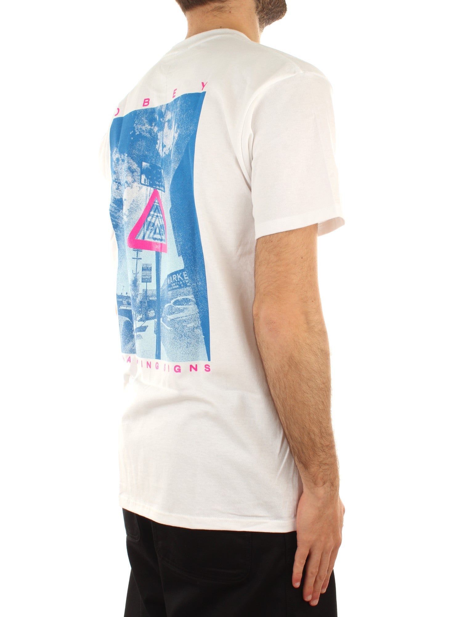 Obey Obey Warning Sign Tee Bianco
