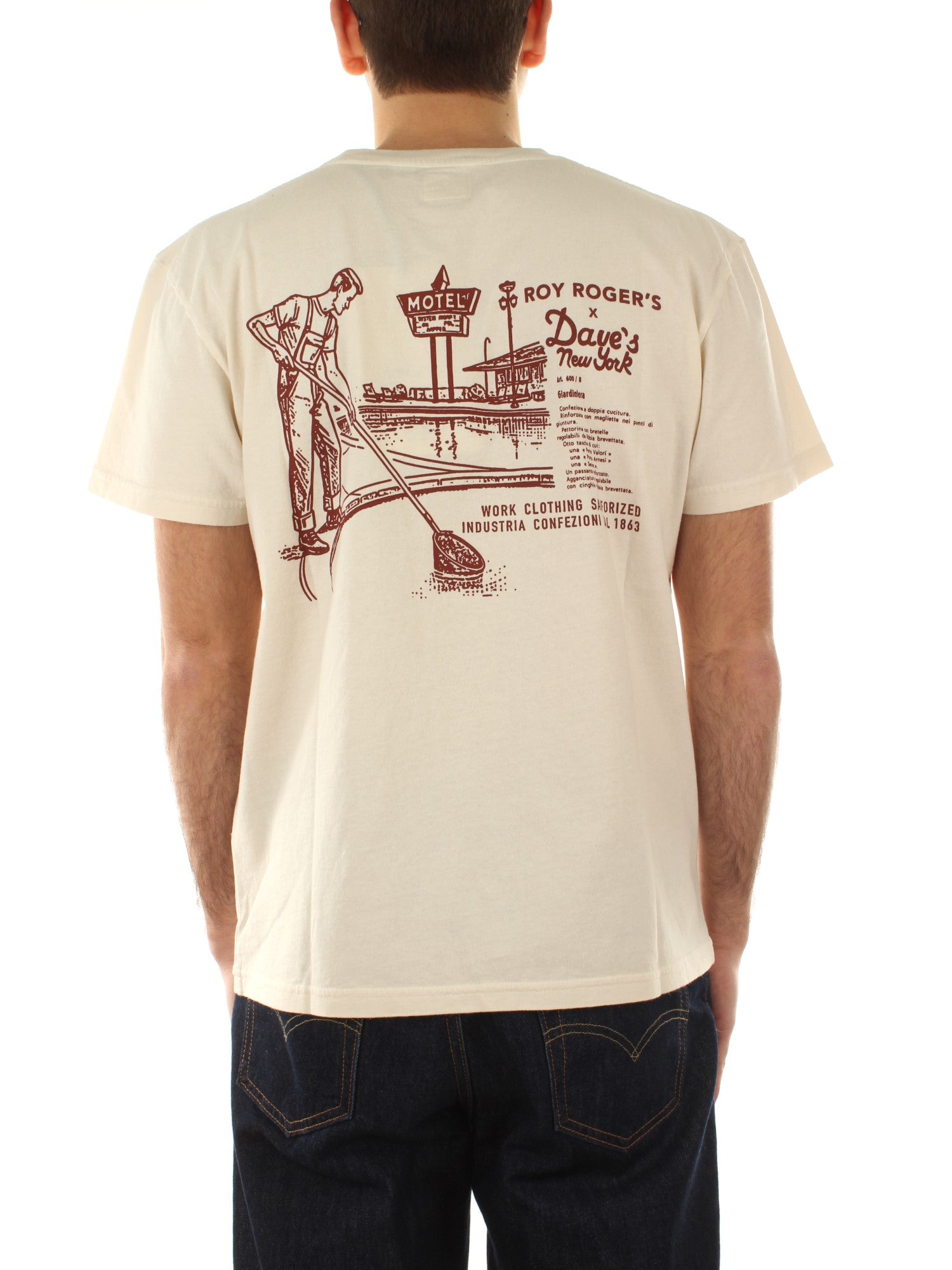 Roy Roger's T-Shirt Roy Roger'S X Dave'S Jersey Motel Key Bianco