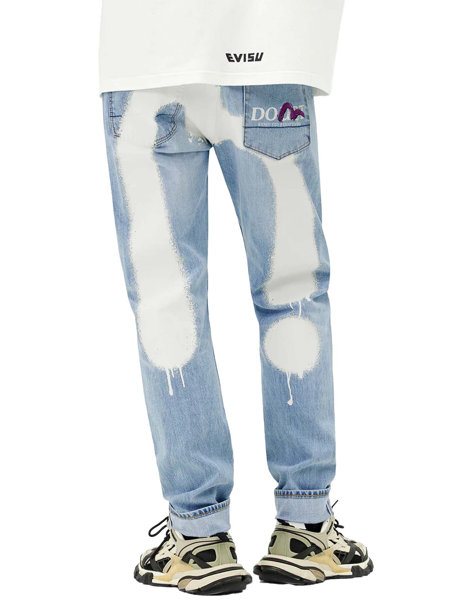 Evisu Jeans Carrot Fit con Stampa Daicock in Stile Graffiti 2017 Blu