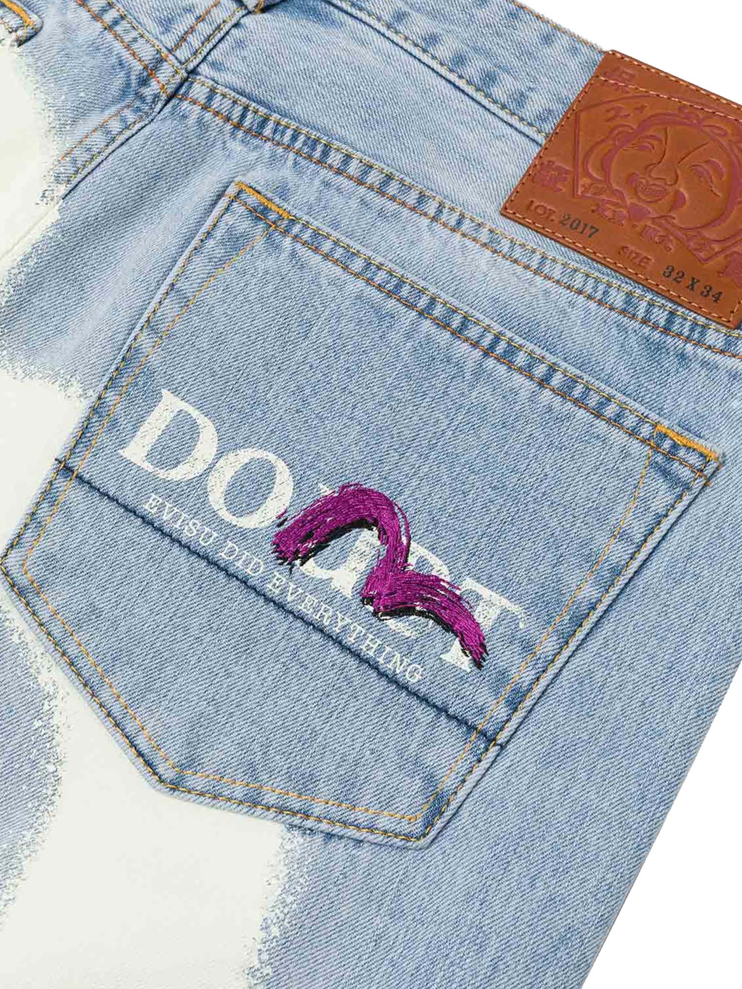 Evisu Jeans Carrot Fit con Stampa Daicock in Stile Graffiti 2017 Blu