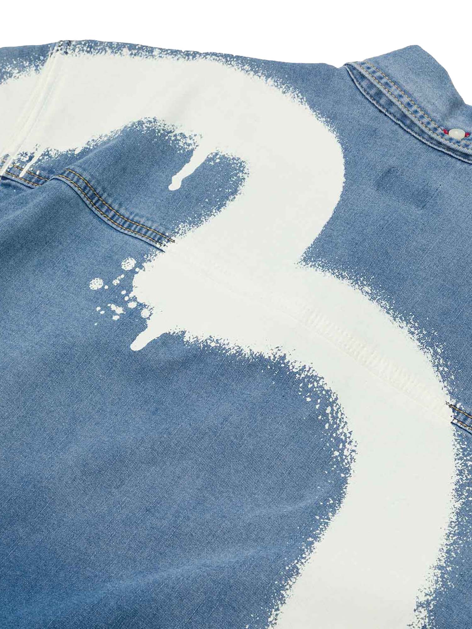 Evisu Camicia a maniche corte Graffiti Daicock Print Relax Fit Denim Blu