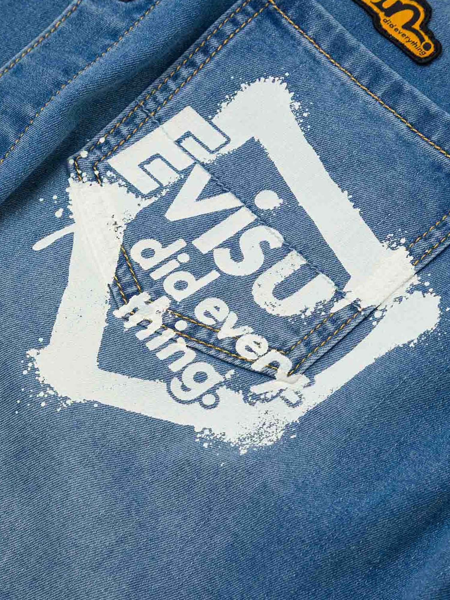 Evisu Camicia a maniche corte Graffiti Daicock Print Relax Fit Denim Blu