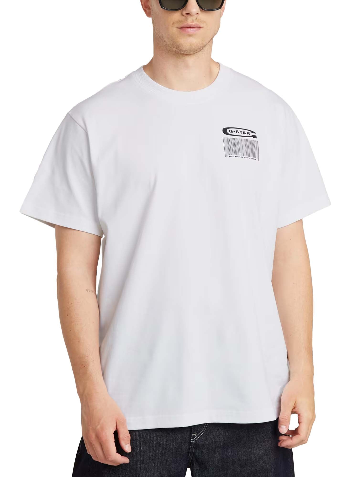 G-star Barcode Back Graphic Loose T-Shirt Bianco