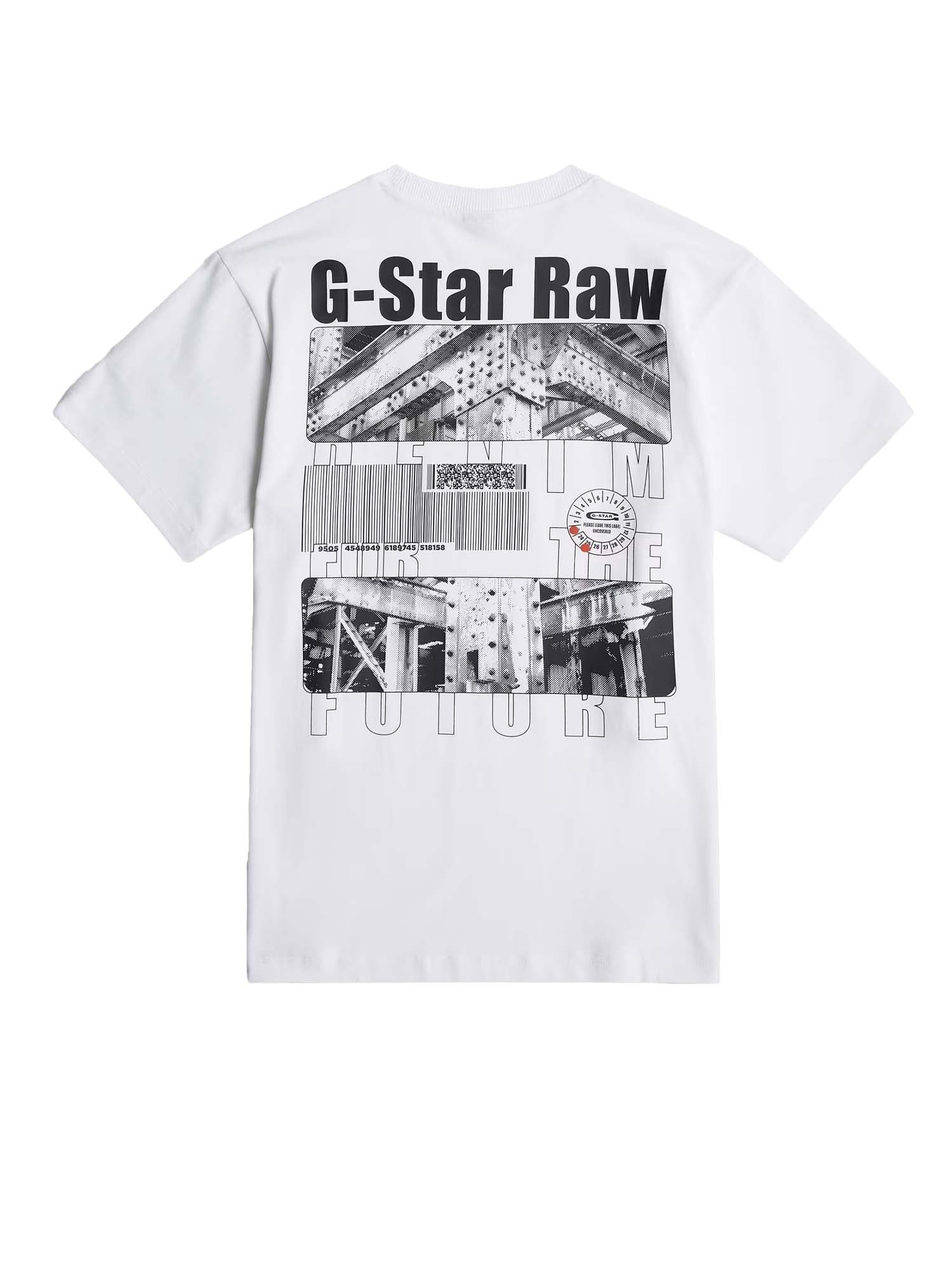 G-star Barcode Back Graphic Loose T-Shirt Bianco