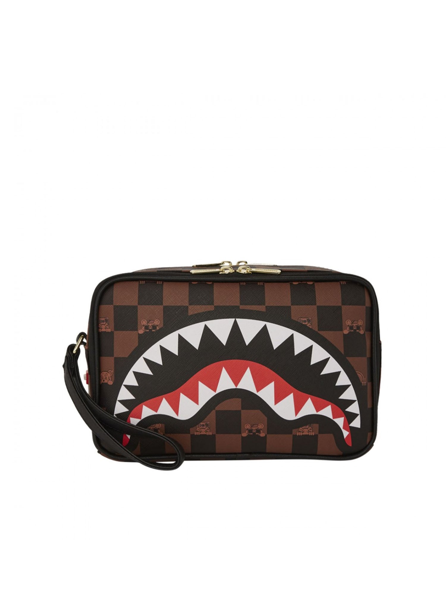 Sprayground Peeking Character Check Toiletry Marrone