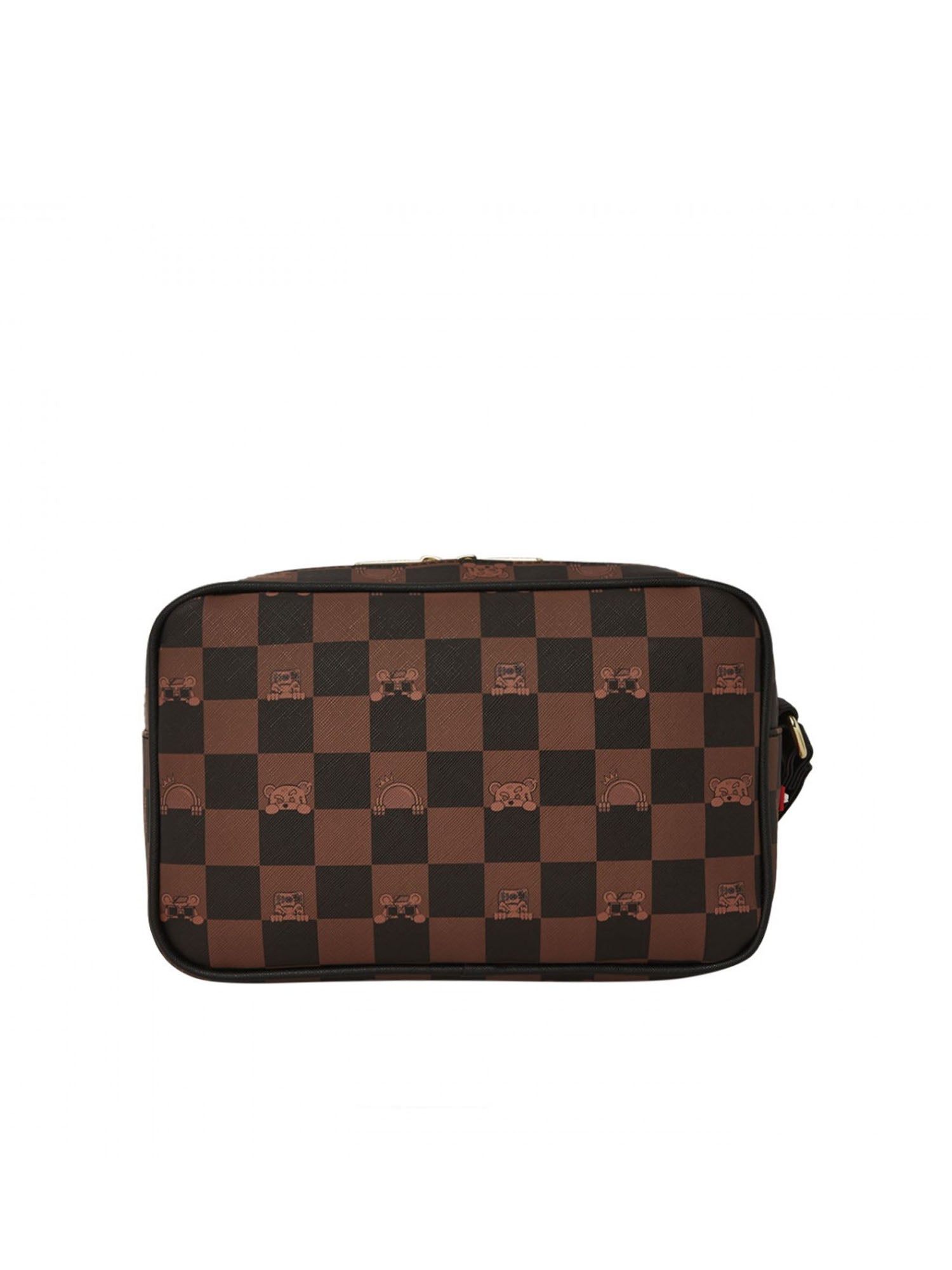 Sprayground Peeking Character Check Toiletry Marrone