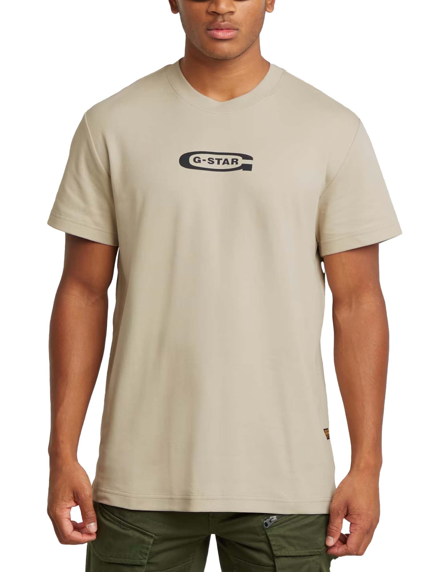 G-star T-Shirt Old Skool Logo Beige