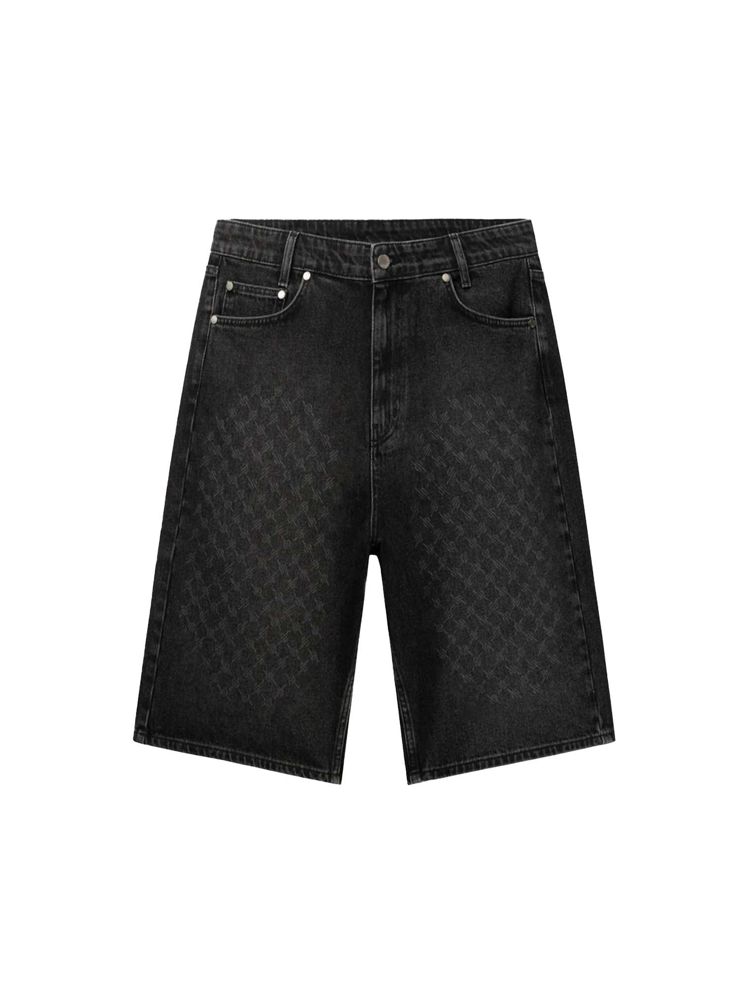 Daily Paper Shorts Black Laser Monogram Denim Nero