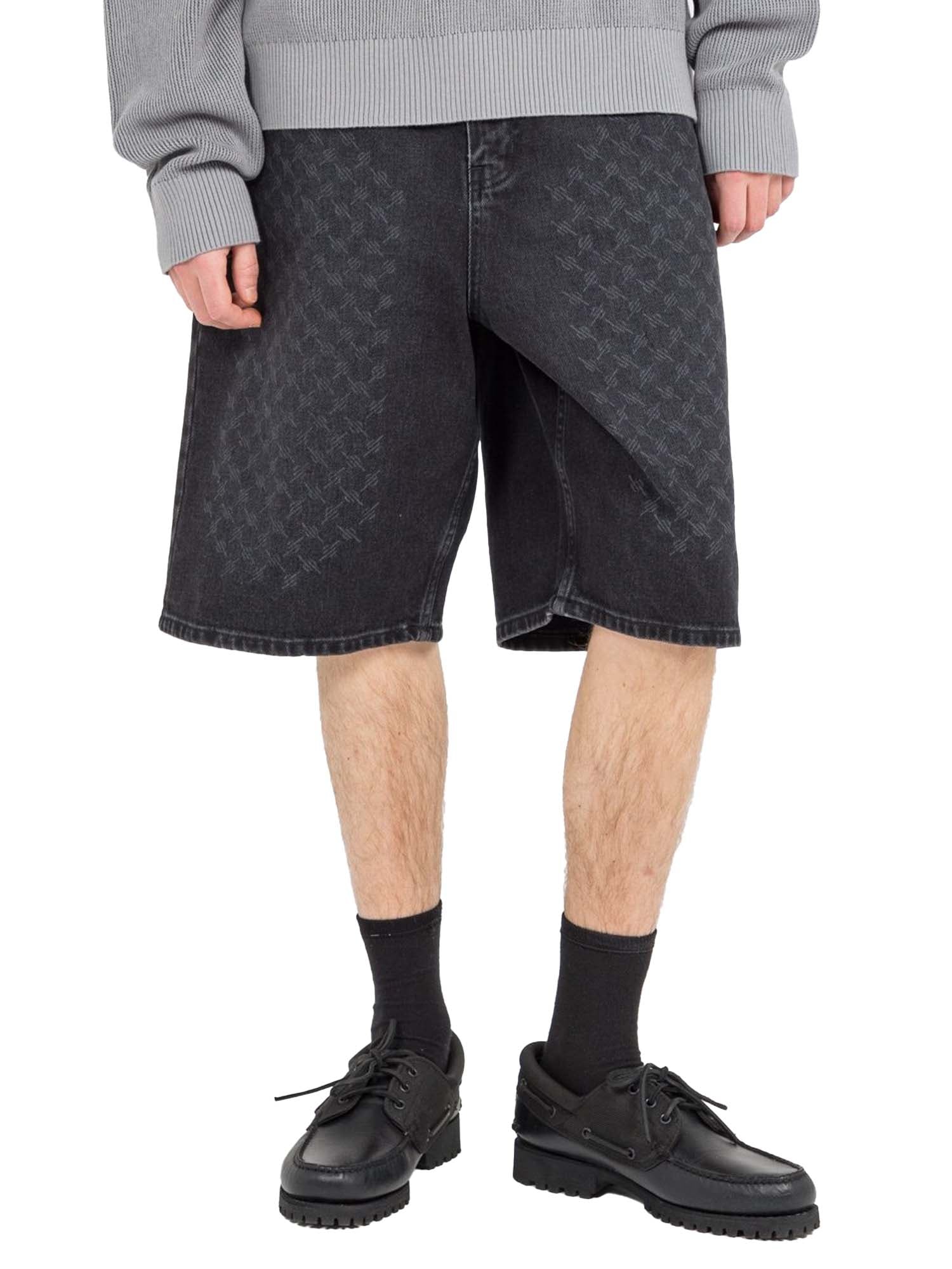 Daily Paper Shorts Black Laser Monogram Denim Nero