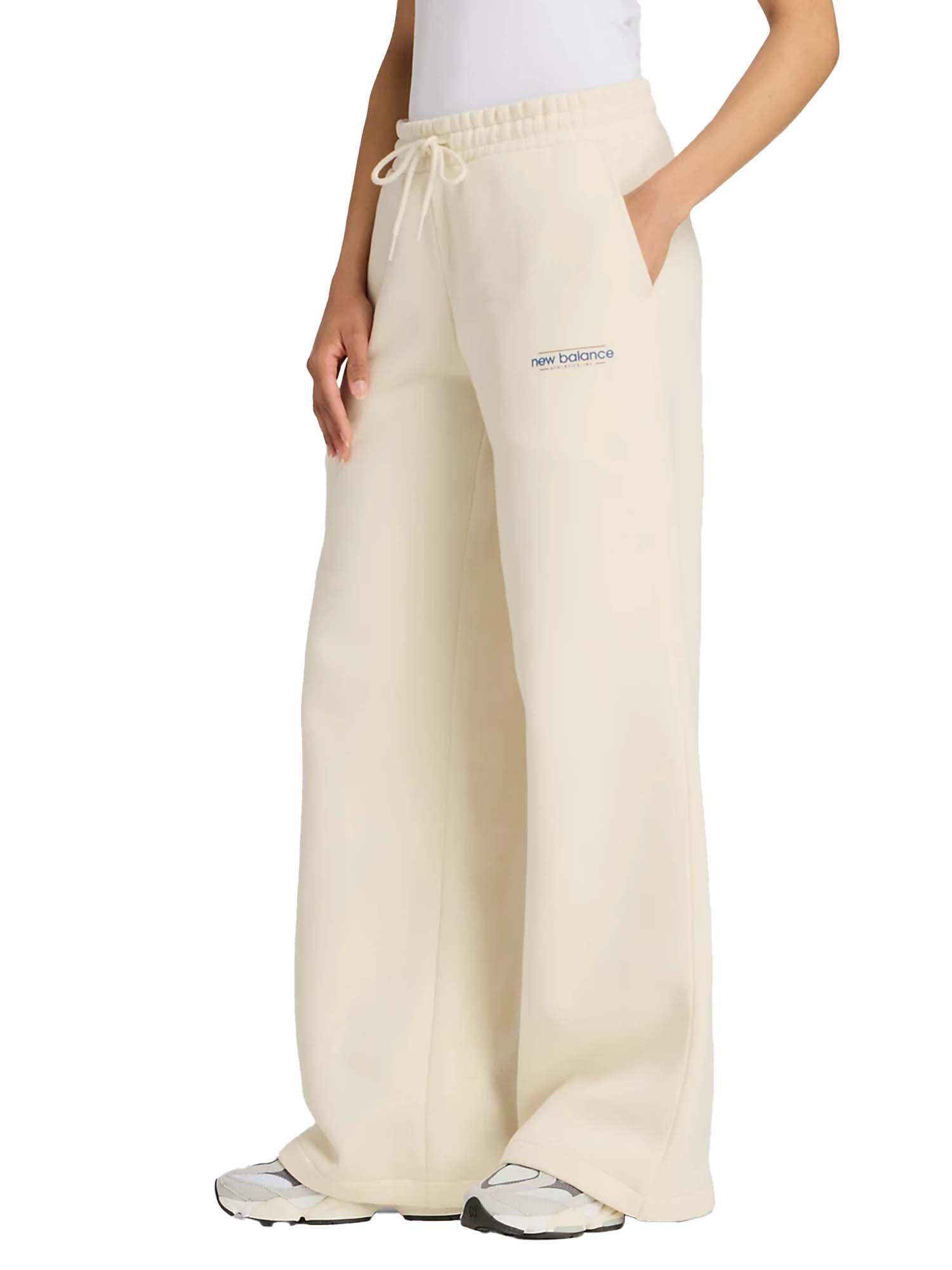 New Balance Pantaloni a gamba larga in pile rivisitati Bianco