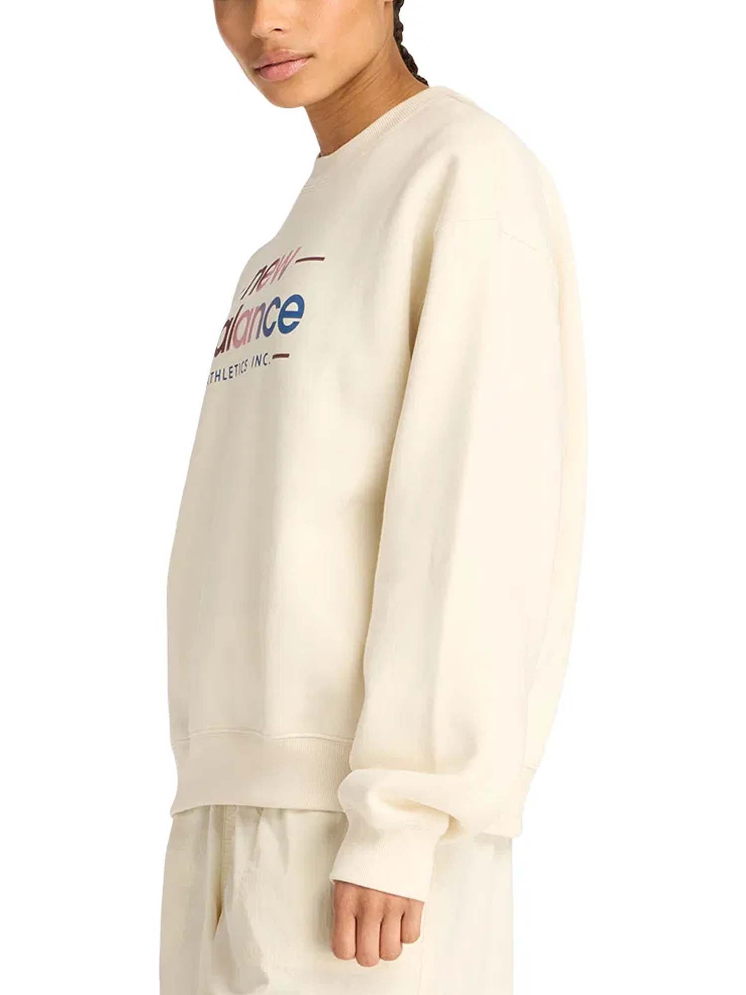 New Balance Felpa con cappuccio oversize in pile rivisitata Bianco