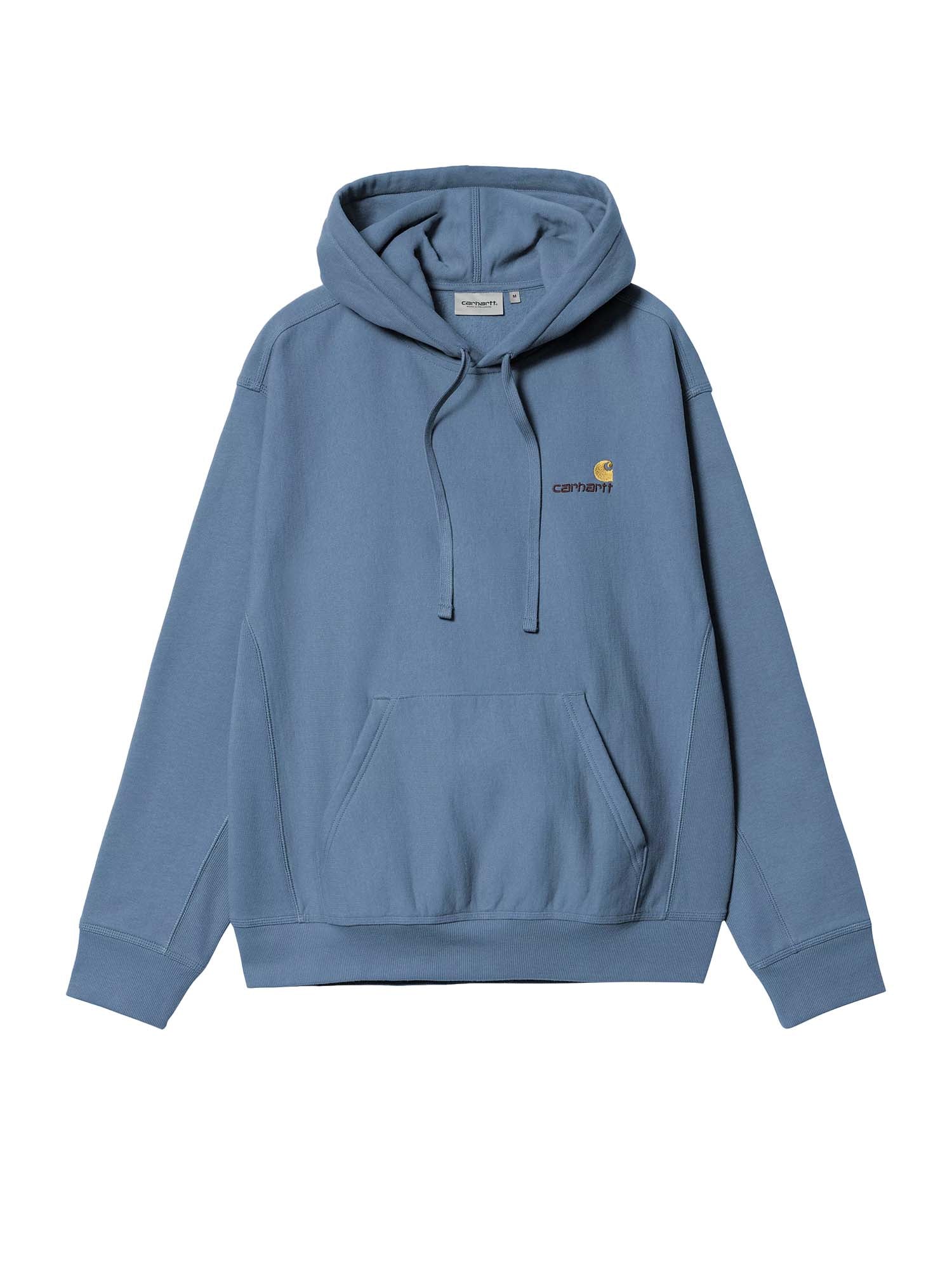 Carhartt Wip Hooded American Script Sweatshirt Azzurro