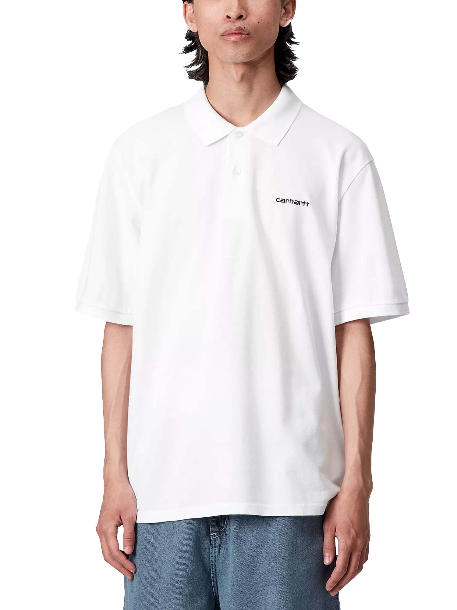 Carhartt Wip S/S Carhartt Script Polo Bianco