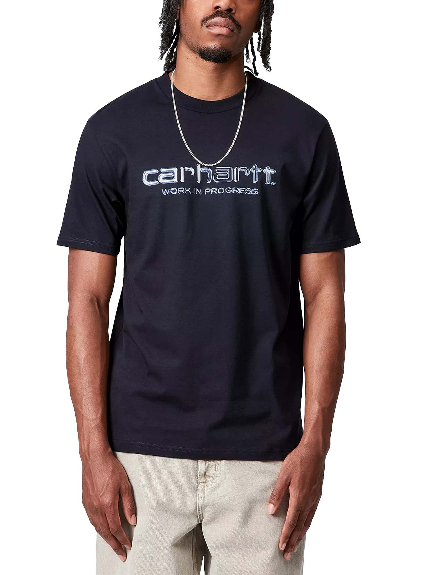 Carhartt Wip T-Shirt S/S Solar Chrome Script Blu