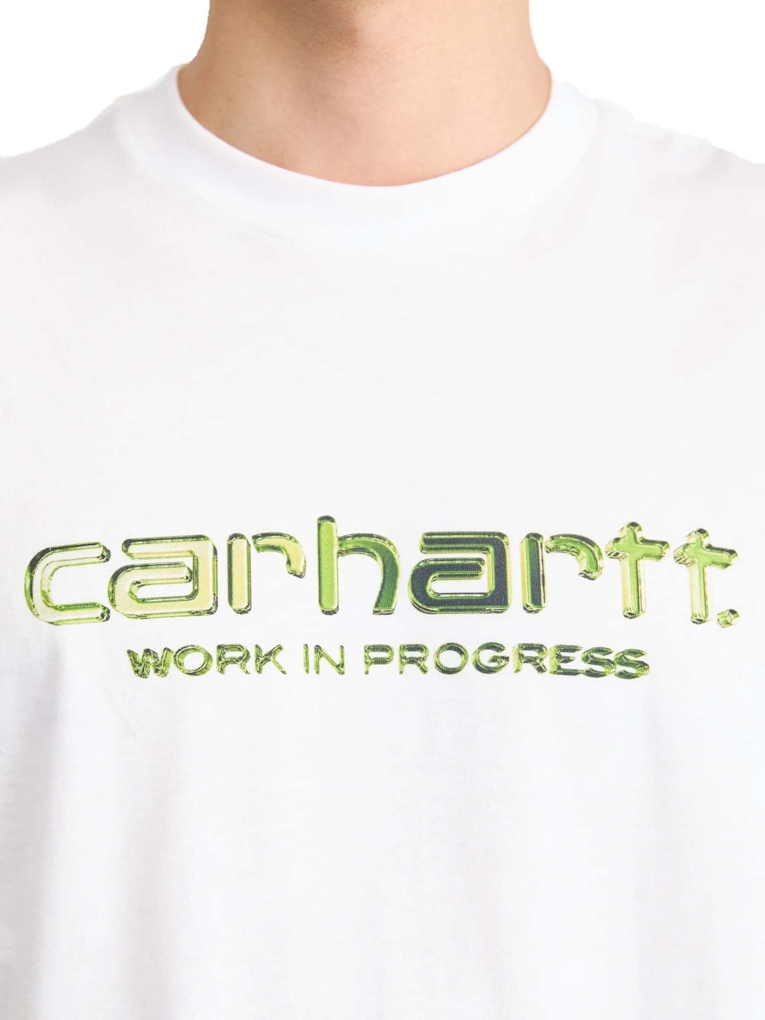 Carhartt Wip T-Shirt S/S Solar Chrome Script Bianco